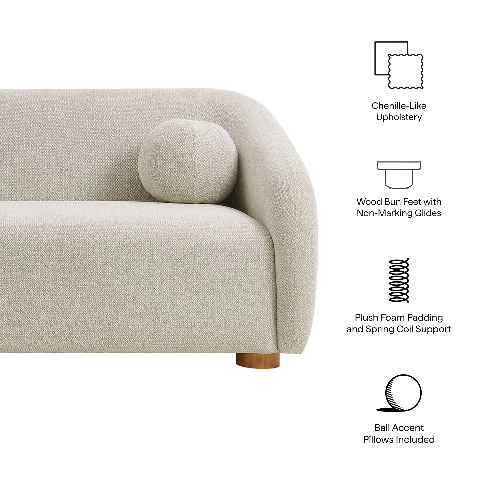 Holland 85" Chenille Fabric Sofa by Modway - Image 8