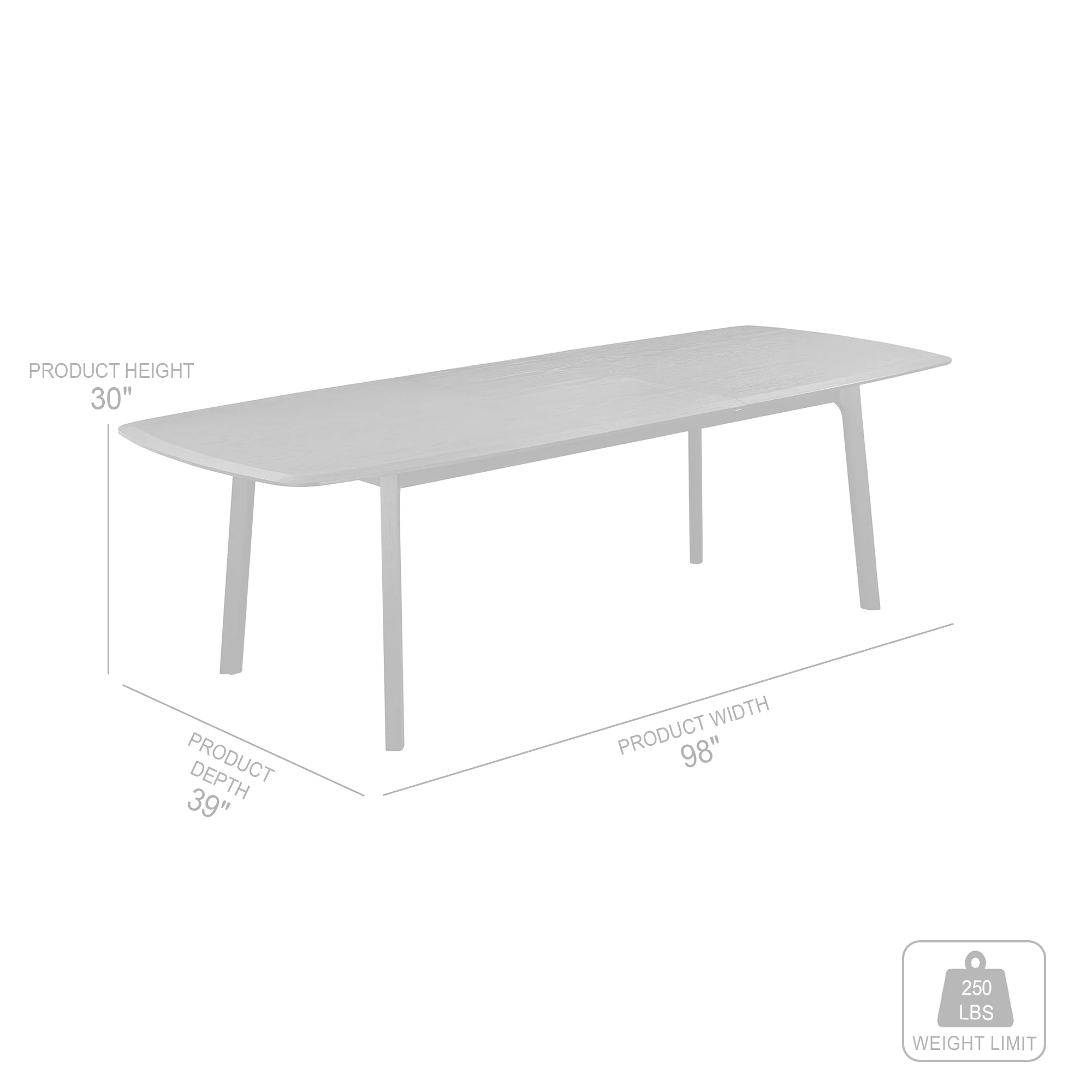 Holland Extendable Rectangle 98" Dining Table in Grey Oak By Armen Living - Image 7