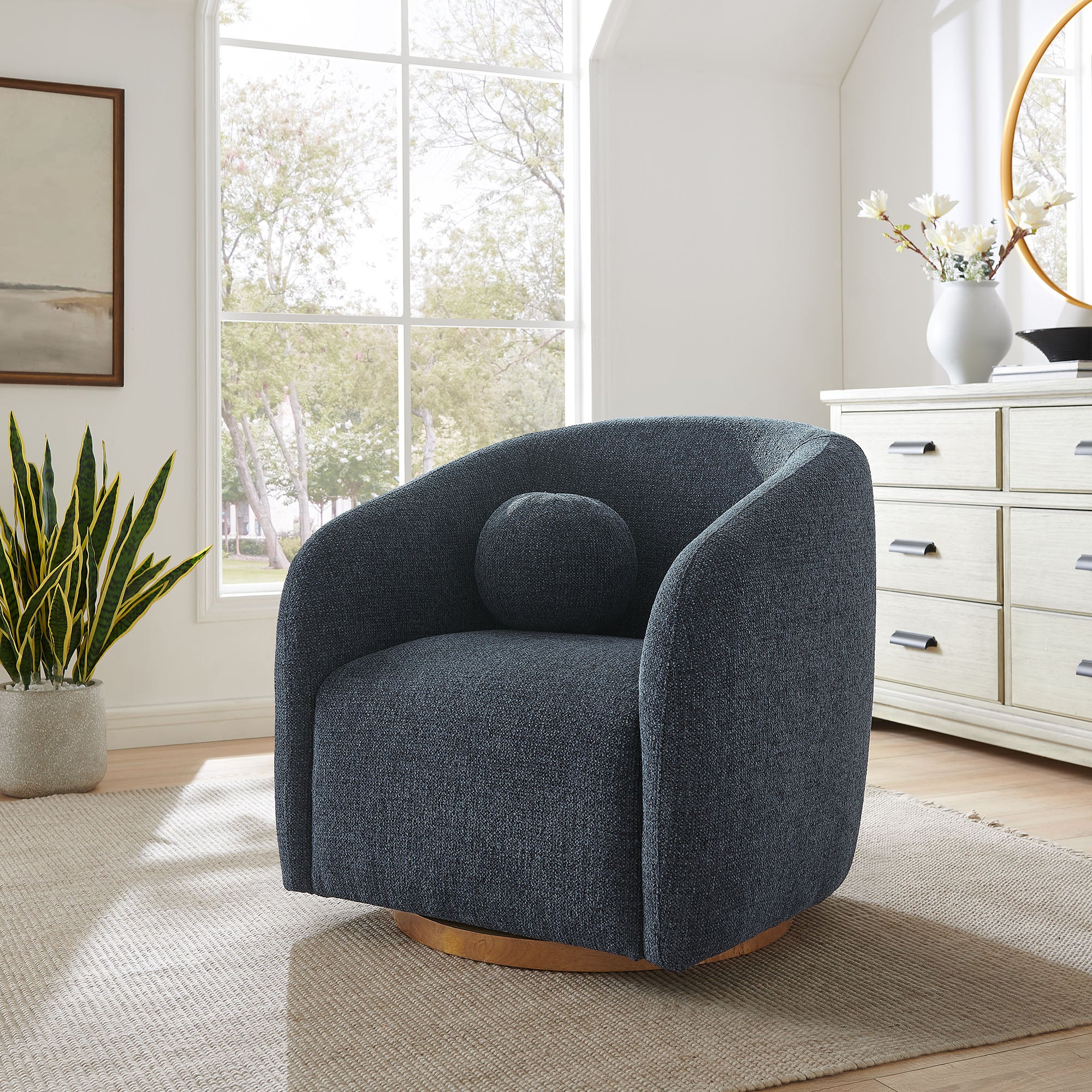 Holland Swivel Chenille Fabric Armchair by Modway - Image 17