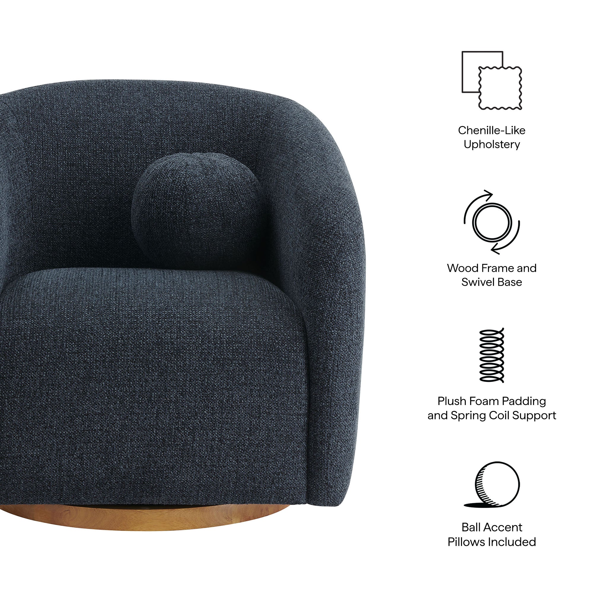 Holland Swivel Chenille Fabric Armchair by Modway - Image 18