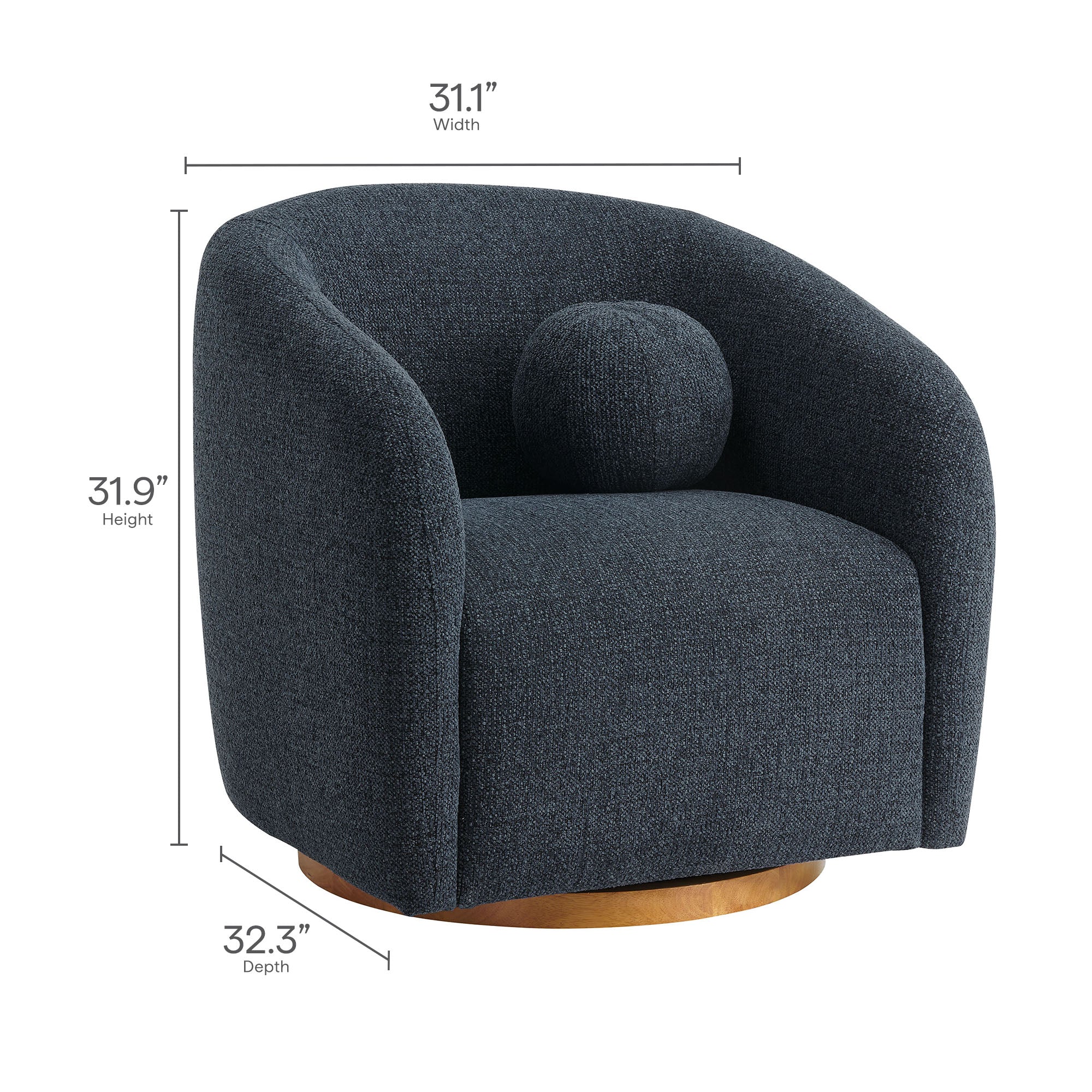 Holland Swivel Chenille Fabric Armchair by Modway - Image 19