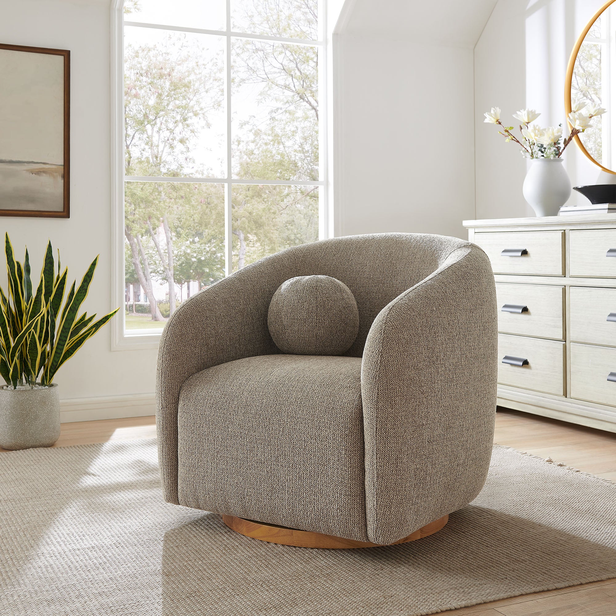 Holland Swivel Chenille Fabric Armchair by Modway - Image 27