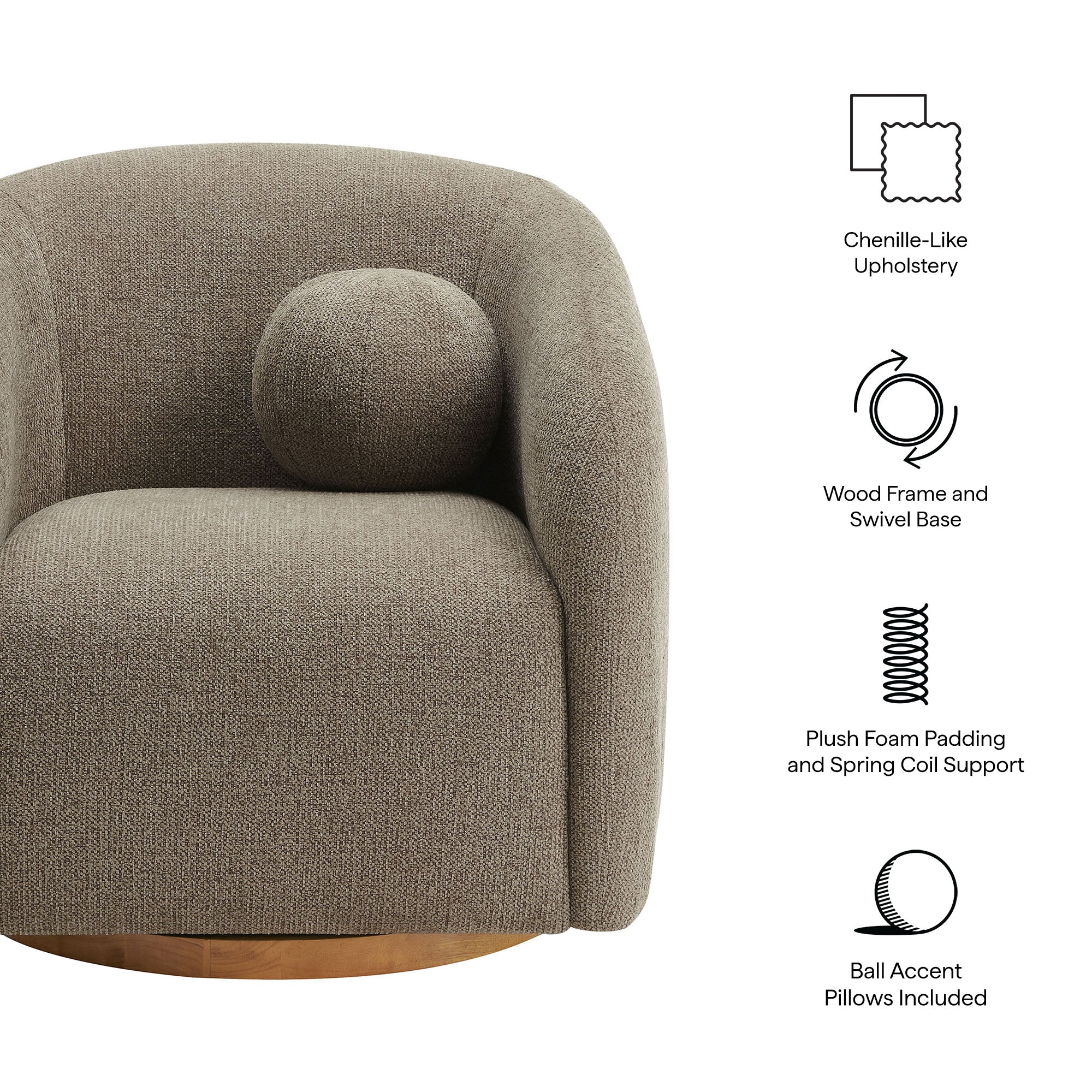 Holland Swivel Chenille Fabric Armchair by Modway - Image 28