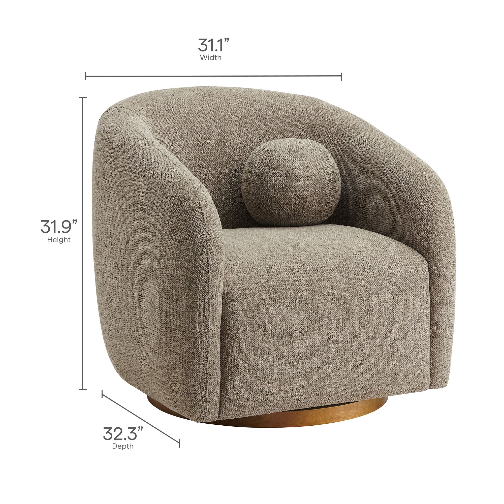 Holland Swivel Chenille Fabric Armchair by Modway - Image 29