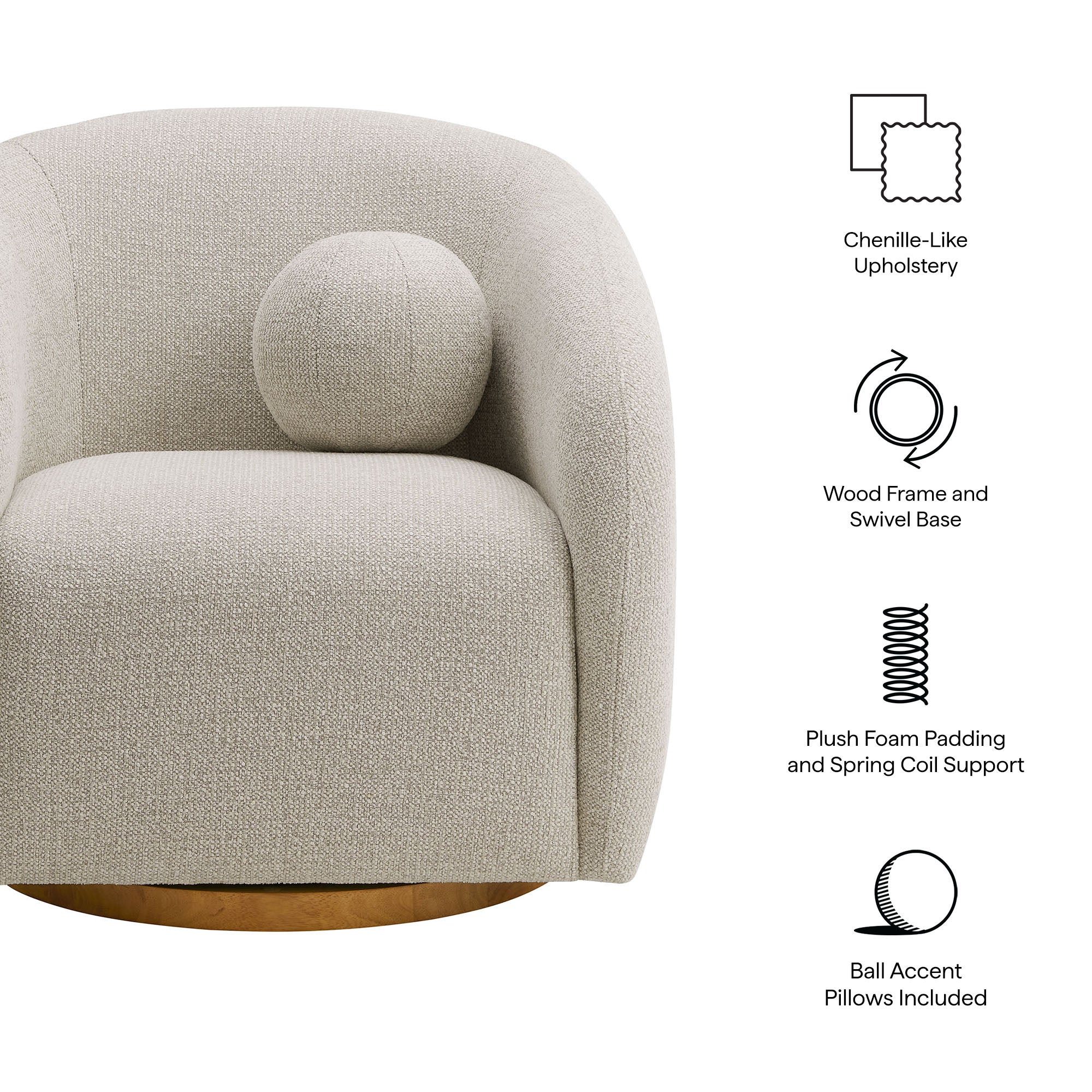 Holland Swivel Chenille Fabric Armchair by Modway - Image 8