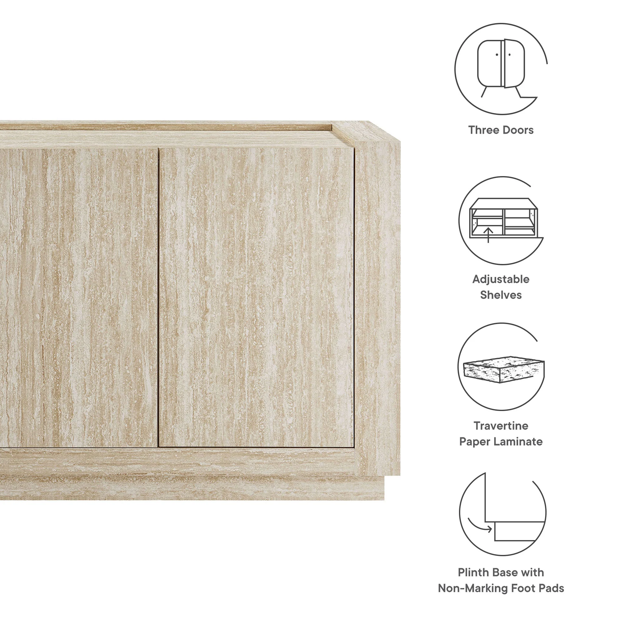 Hollis 59" Travertine Sideboard by Modway - Image 10
