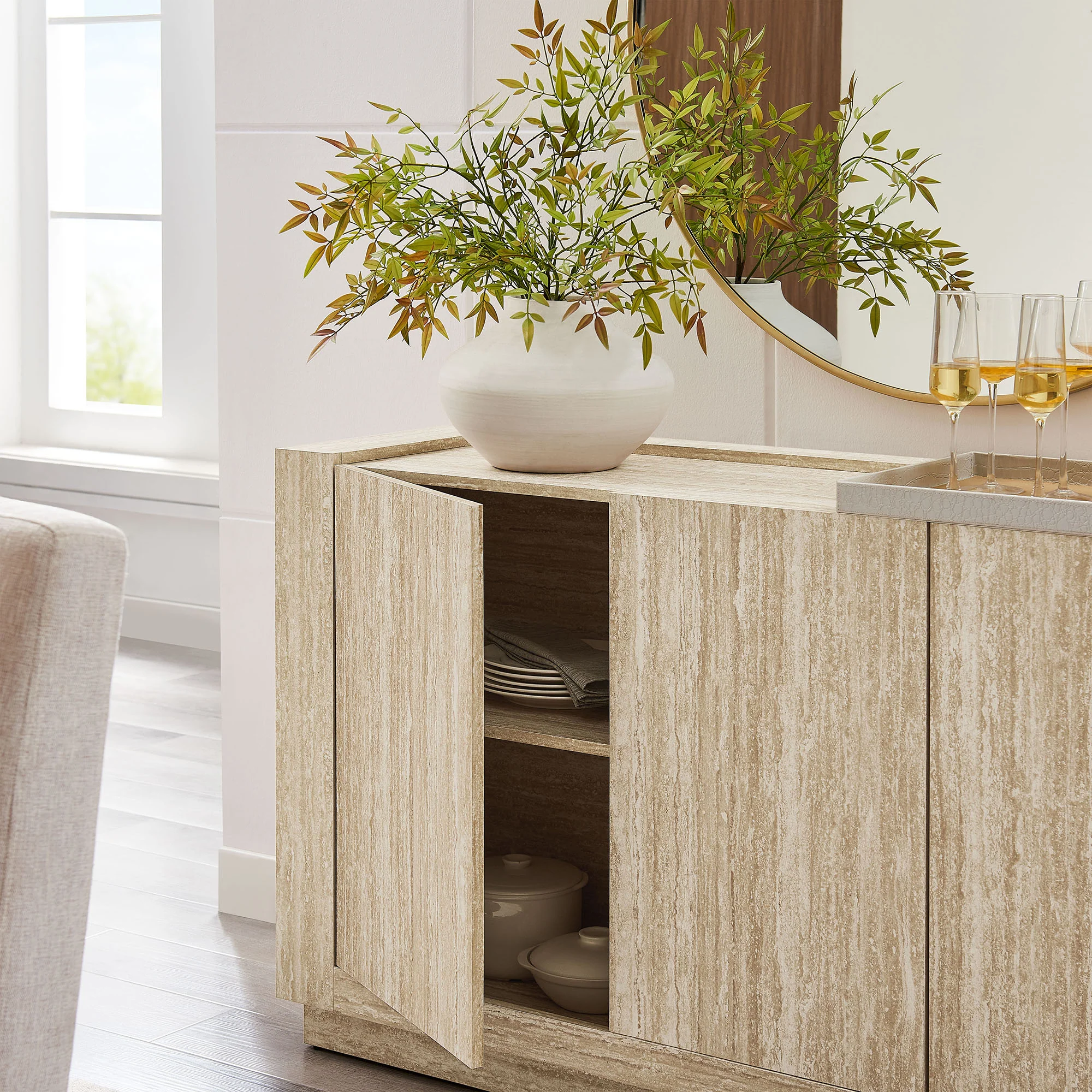 Hollis 59" Travertine Sideboard by Modway - Image 8