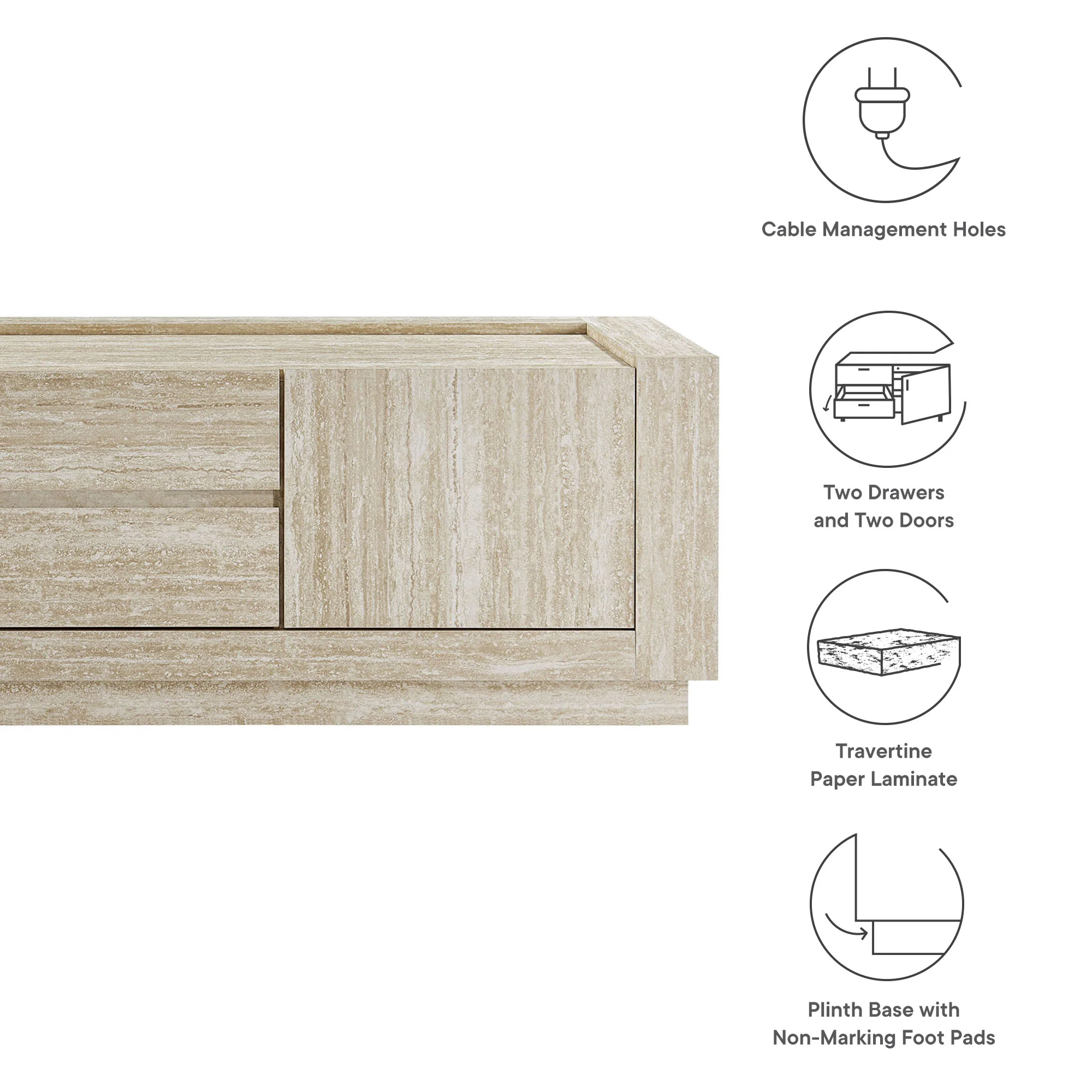 Hollis 59" Travertine TV Stand by Modway - Image 9