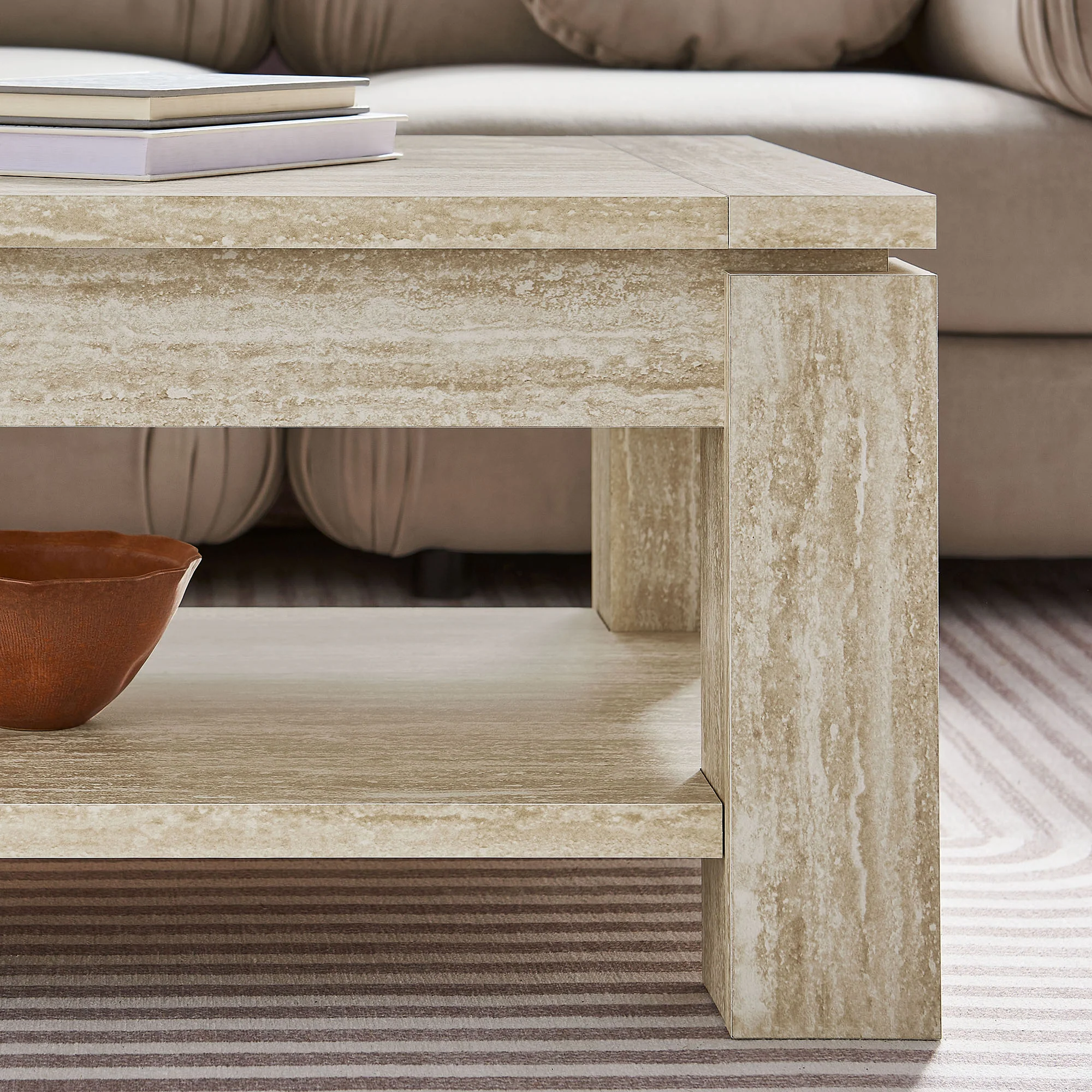 Hollis Travertine Coffee Table by Modway - Image 6