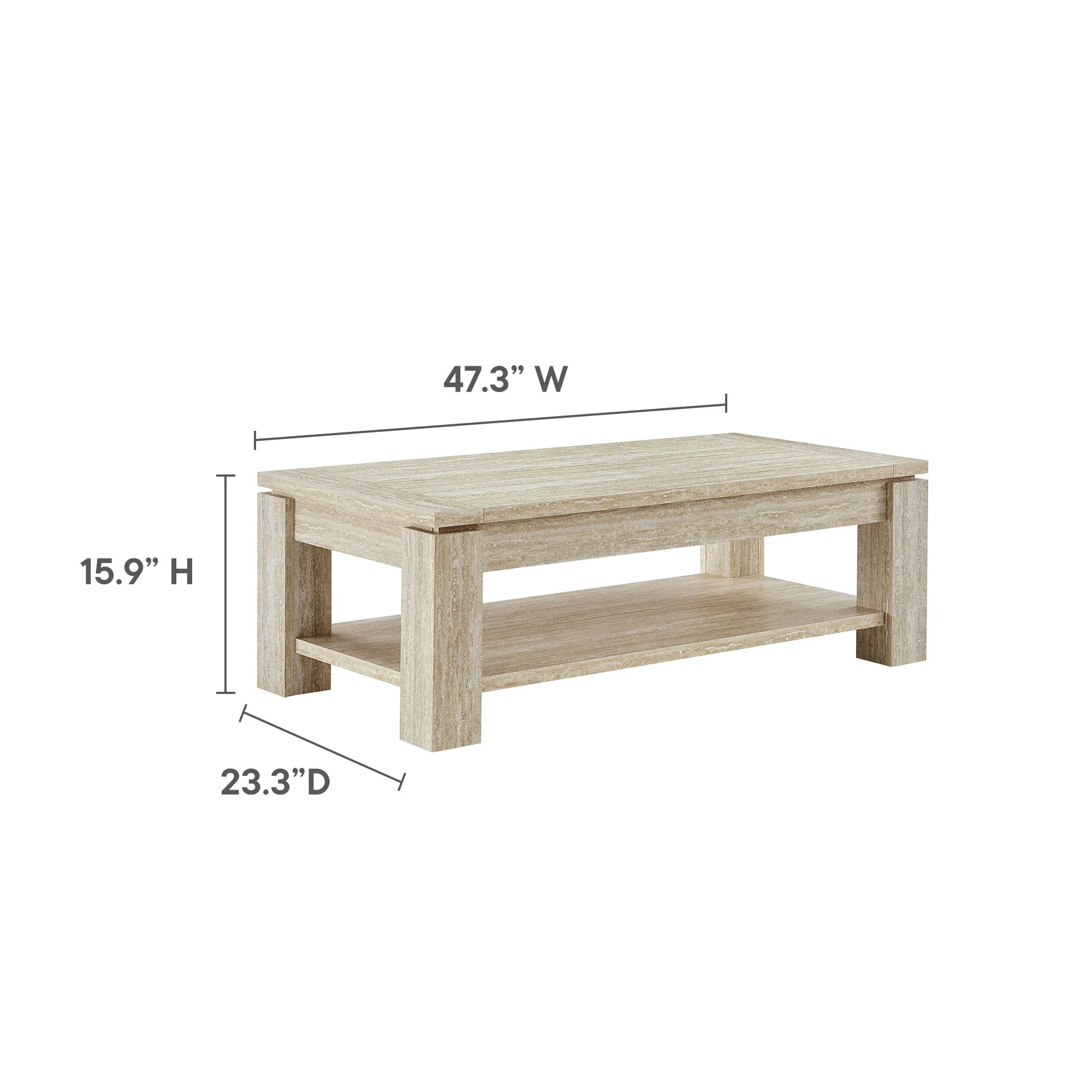 Hollis Travertine Coffee Table by Modway - Image 8