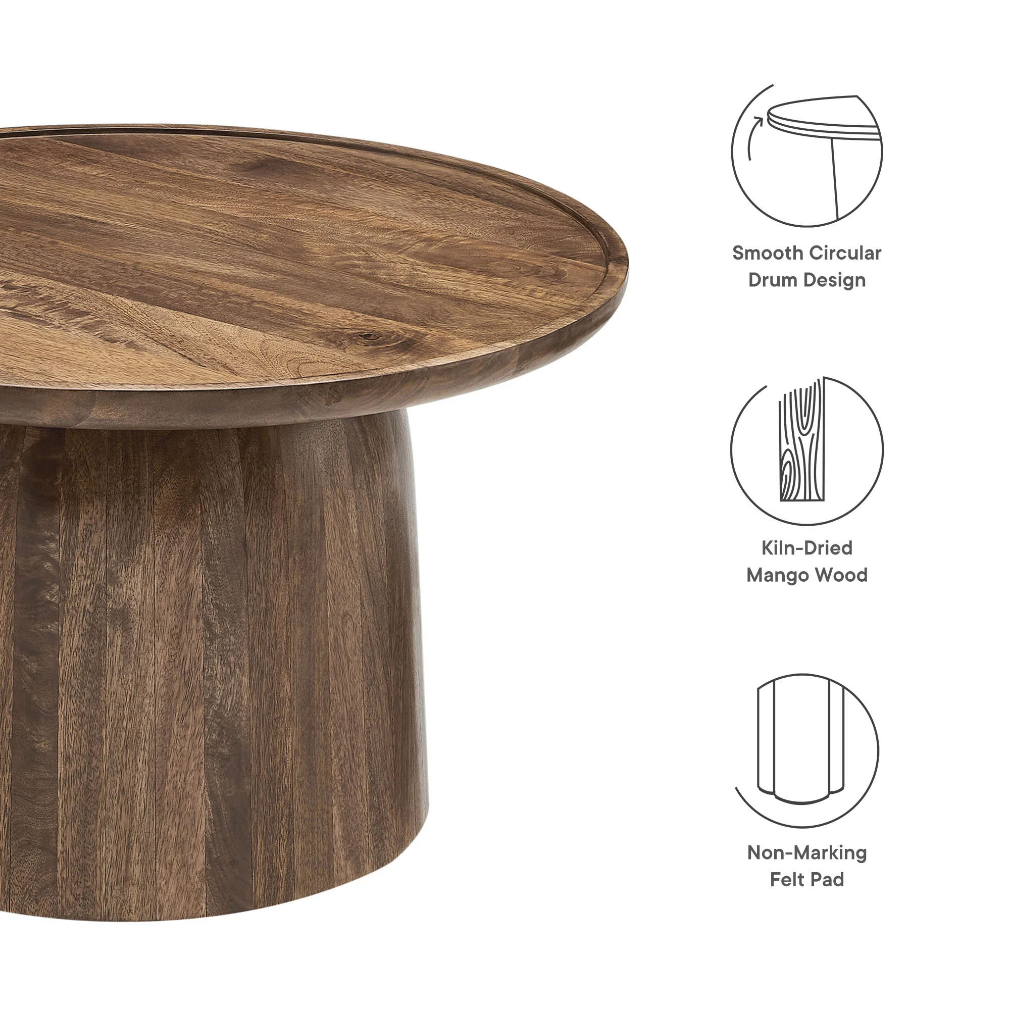 Holloway 30" Round Wood Coffee Table by Modway - Image 13