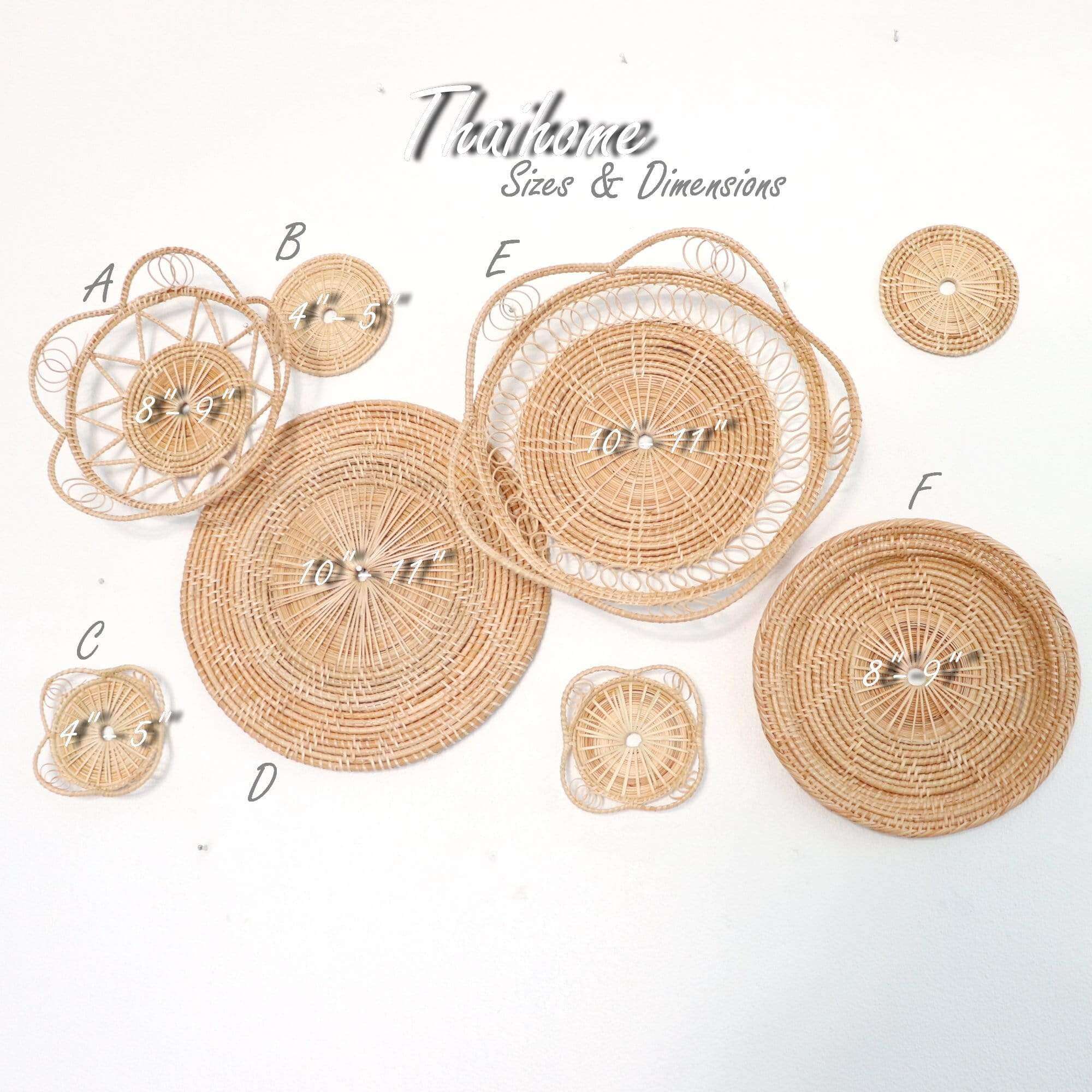 Hom - Rattan Wall Art DeCor Hanging (Set Of 8) By Thaihome - Image 2
