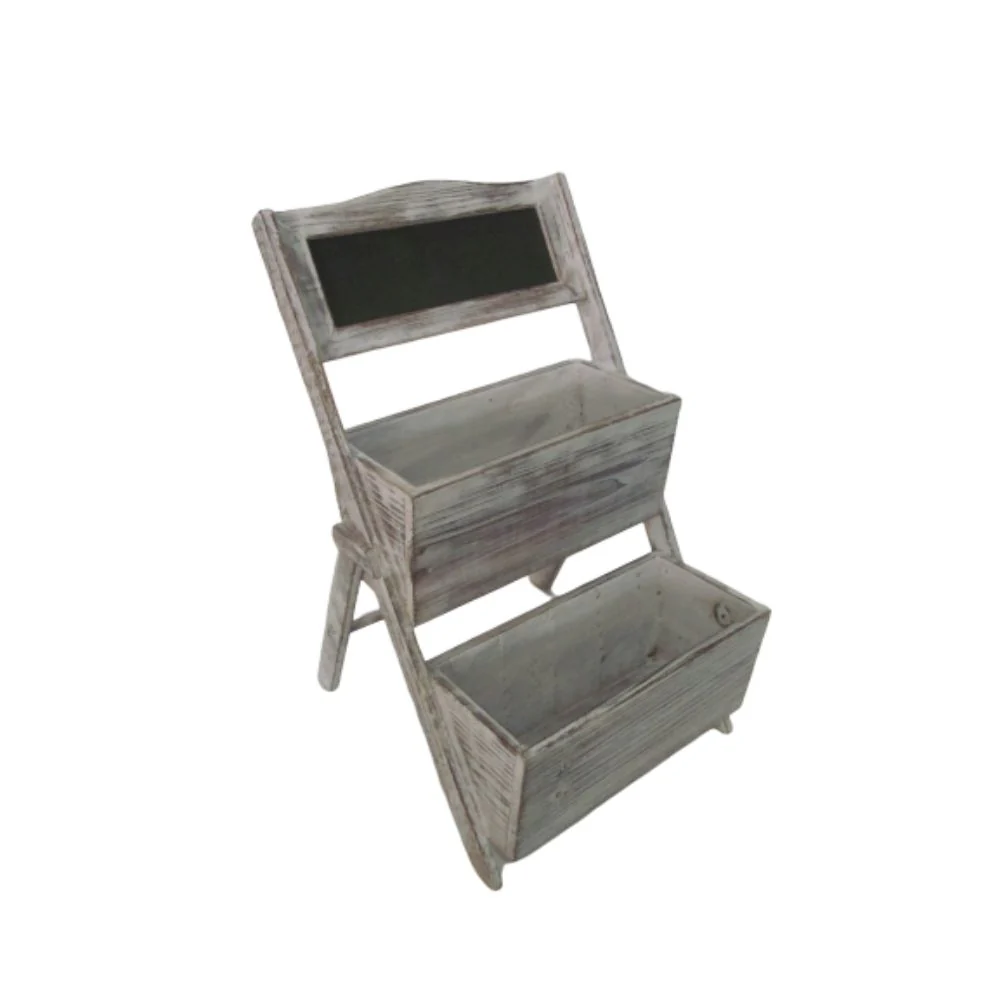 Home Garden Decorative Wood Shelf in Whitewash Gray By Homeroots - Image 2