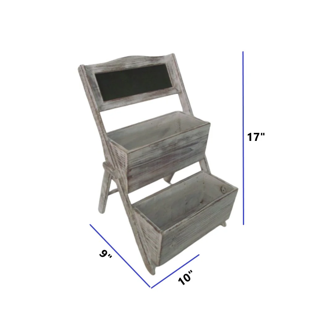 Home Garden Decorative Wood Shelf in Whitewash Gray By Homeroots - Image 4