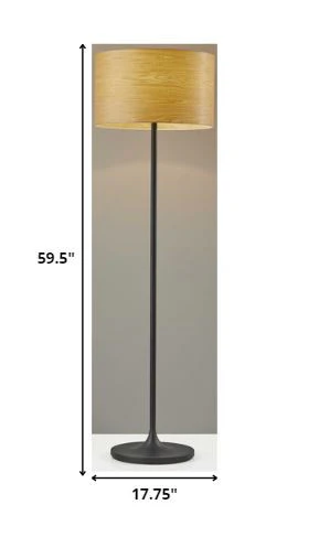 Homespun Wood Grain Floor Lamp with Black Metal Base By Homeroots - Image 3