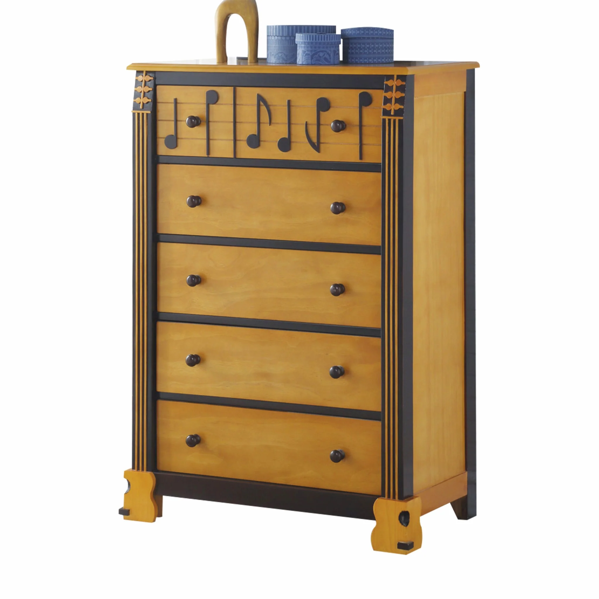 Honey Oak Espresso Wood Chest By Homeroots - Image 2