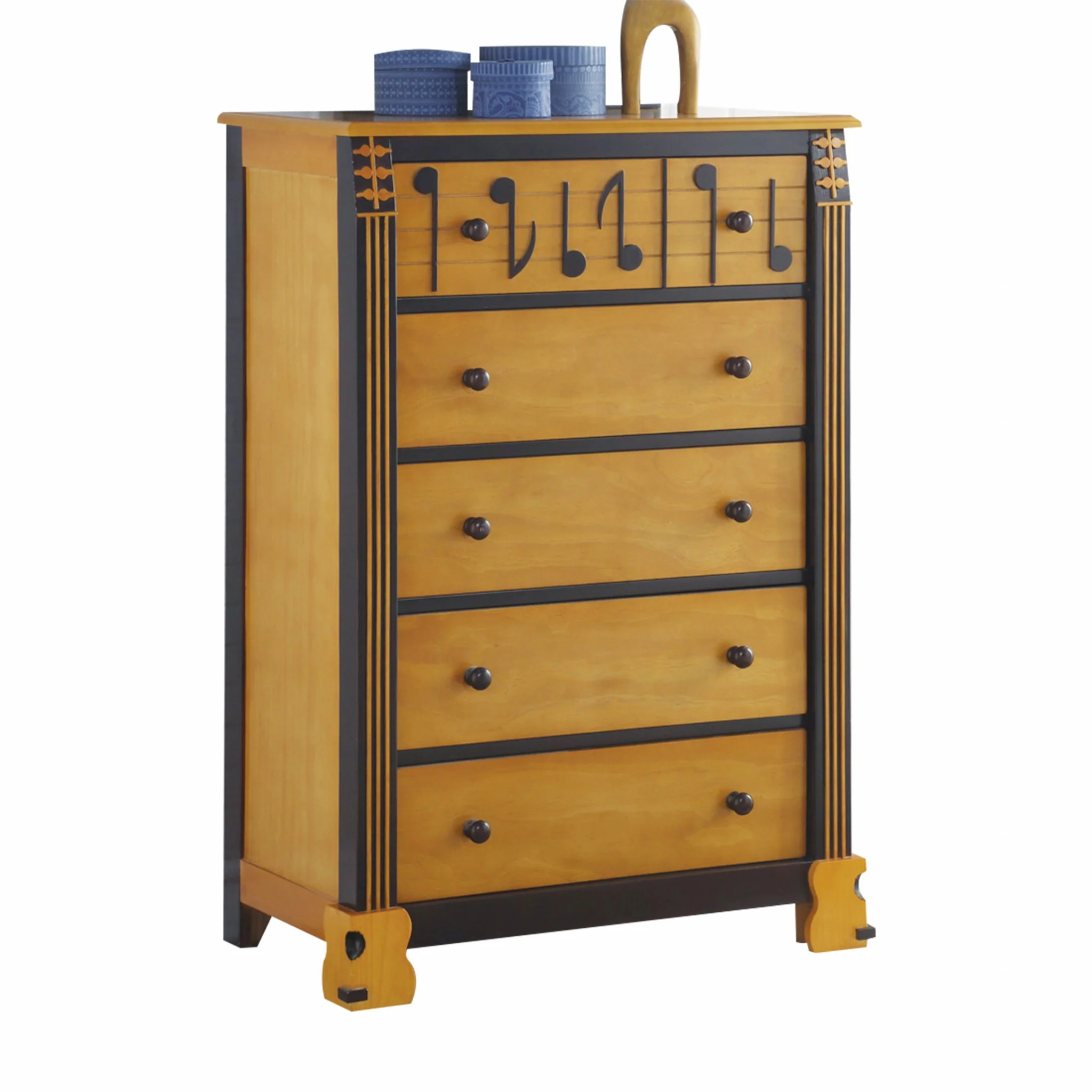 Honey Oak Espresso Wood Chest By Homeroots - Image 3