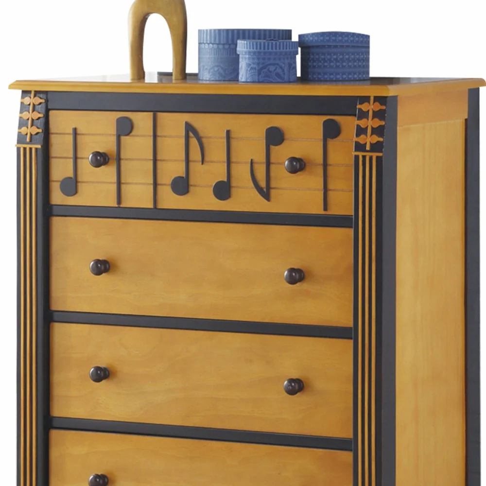 Honey Oak Espresso Wood Chest By Homeroots - Image 4
