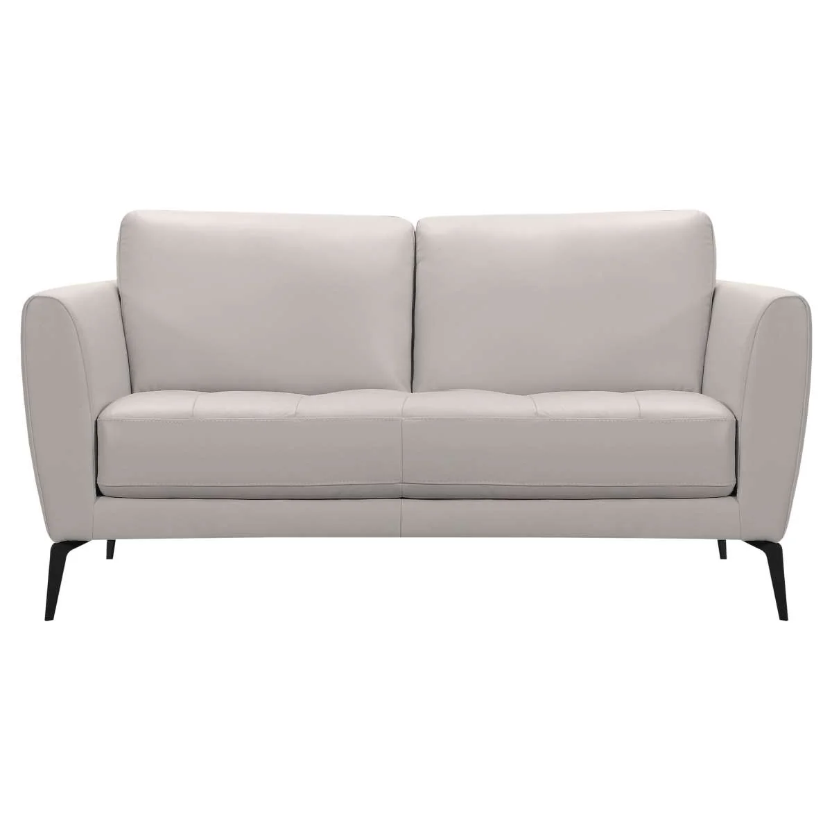 Hope Contemporary Loveseat in Genuine Dove Gray Leather with Black Metal Legs By Armen Living - Image 2