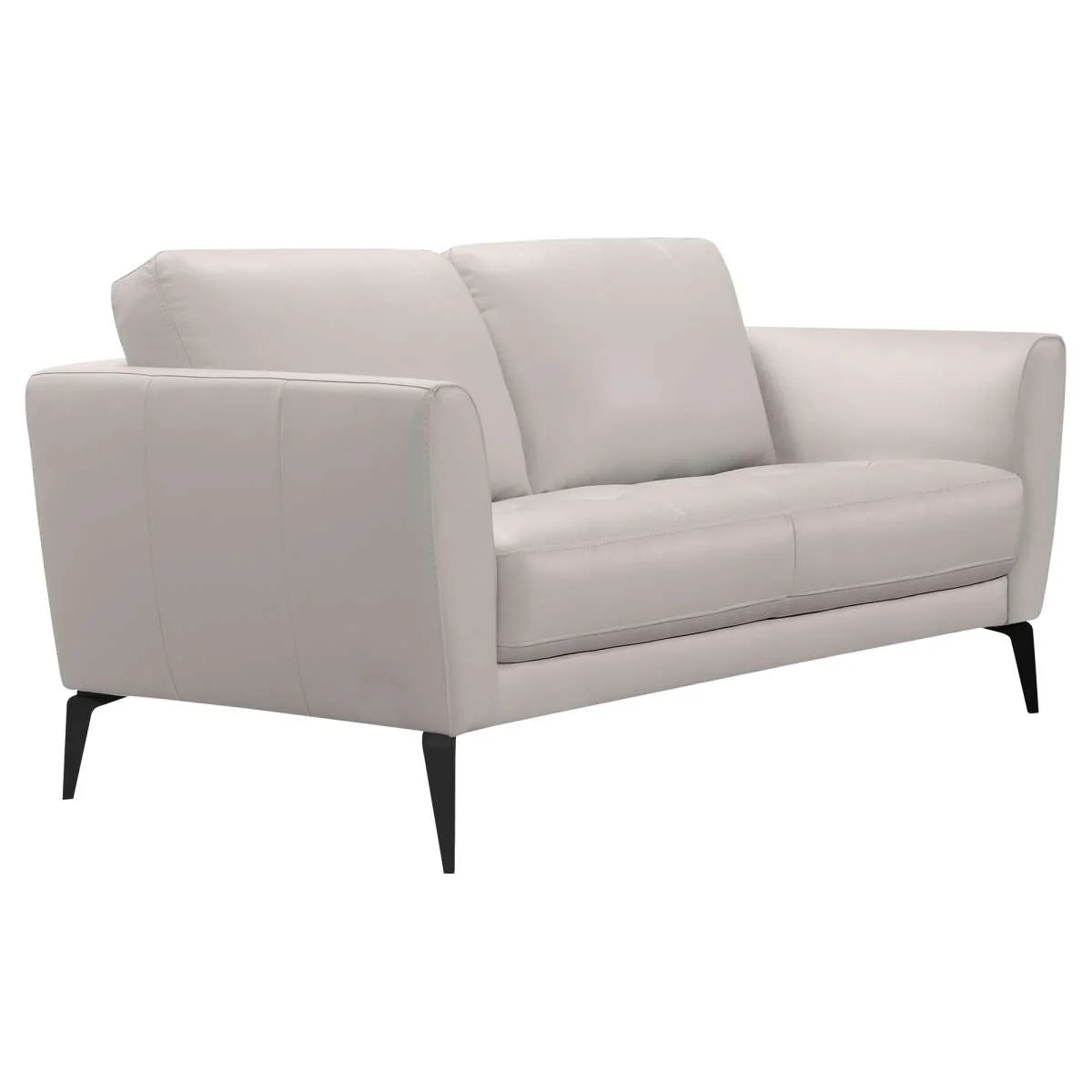 Hope Contemporary Loveseat in Genuine Dove Gray Leather with Black Metal Legs By Armen Living - Image 3