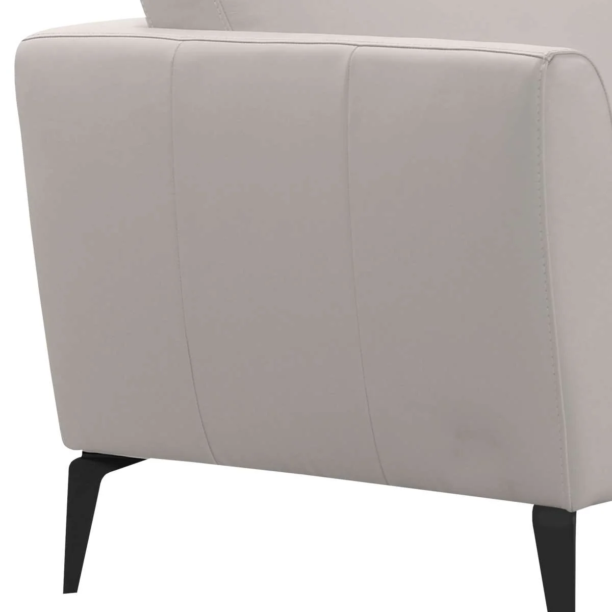 Hope Contemporary Loveseat in Genuine Dove Gray Leather with Black Metal Legs By Armen Living - Image 4