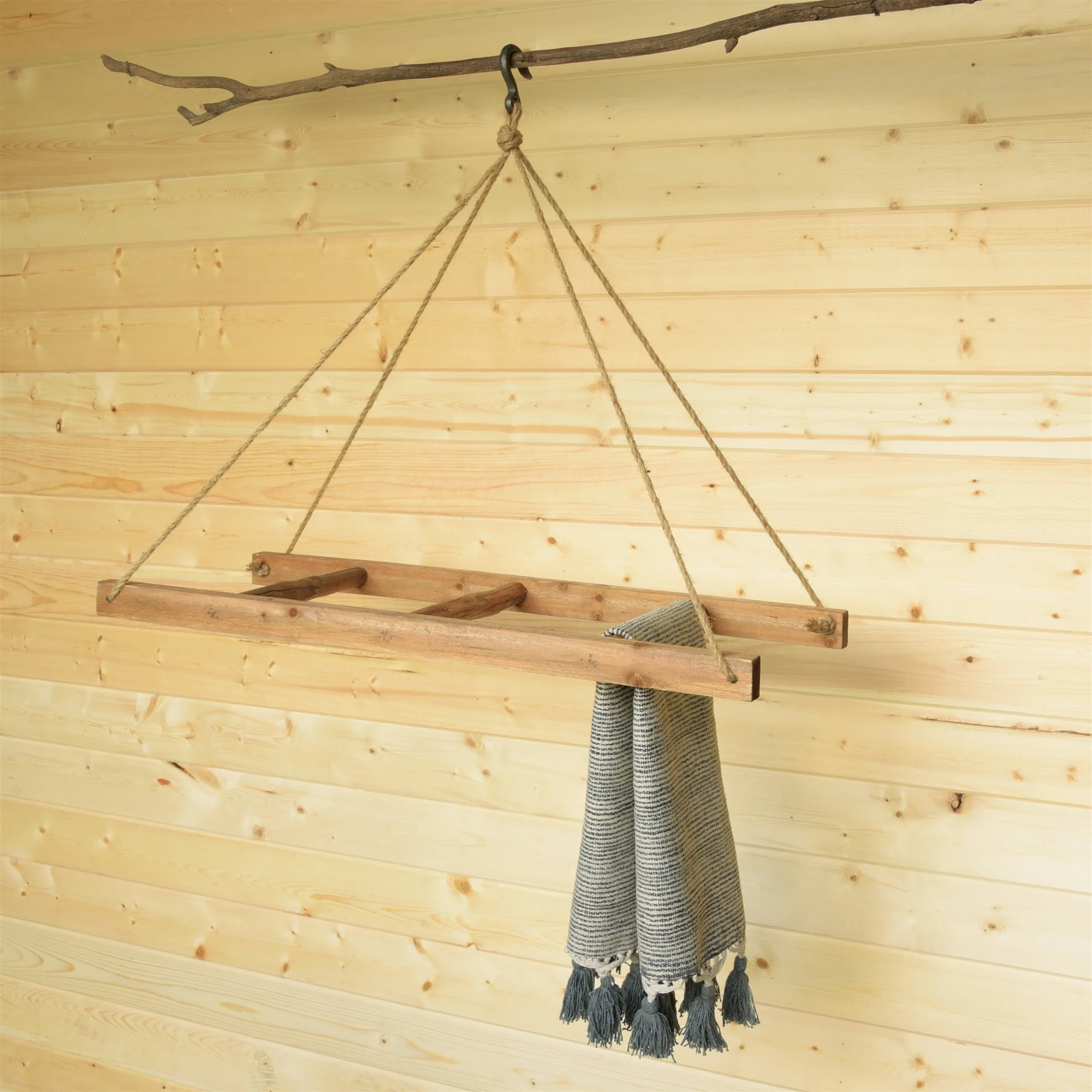 Horizontal Hanging Wood Ladder By HomArt - Image 2