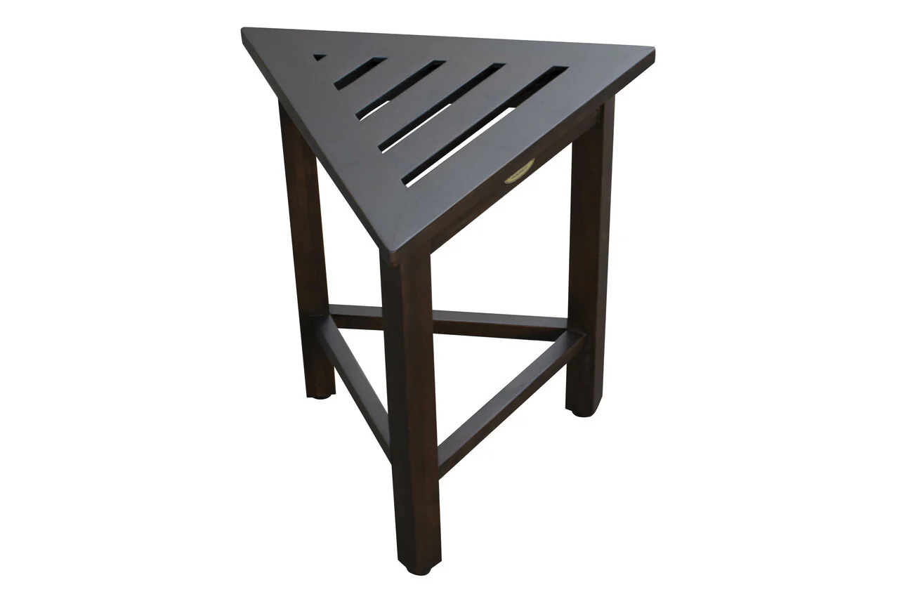 Hotel Dark Teak 18" Triangle Corner Shower Bench Or Shelf By Homeroots - Image 3