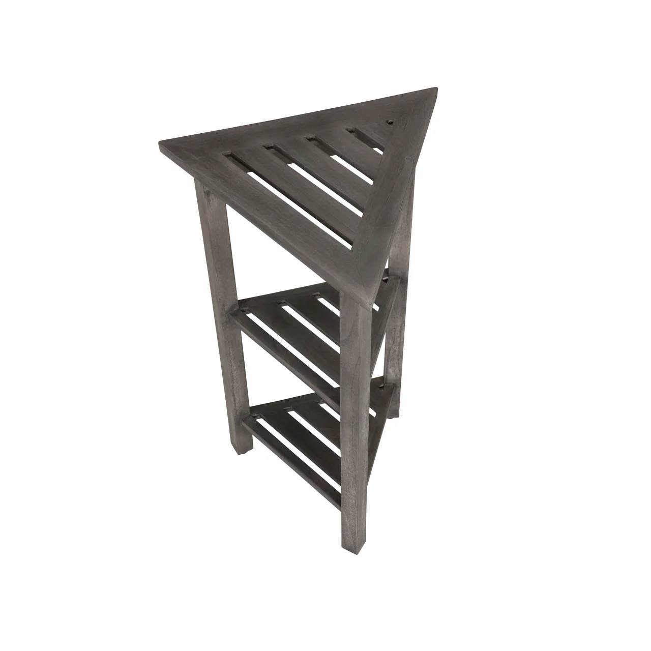 Hotel Gray Teak 32" Triangle Corner Shower Tiered Shelf By Homeroots - Image 6