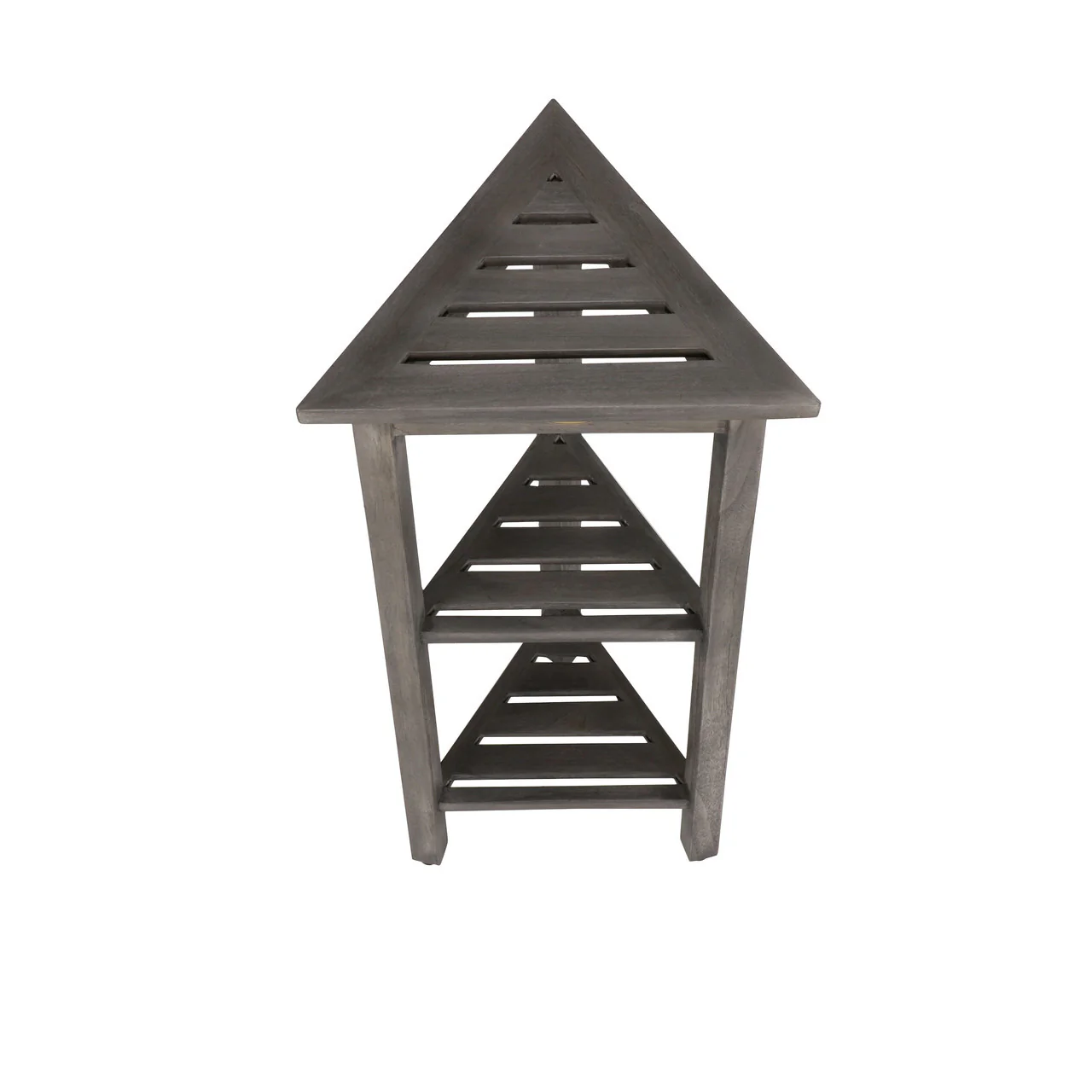 Hotel Gray Teak 32" Triangle Corner Shower Tiered Shelf By Homeroots - Image 7