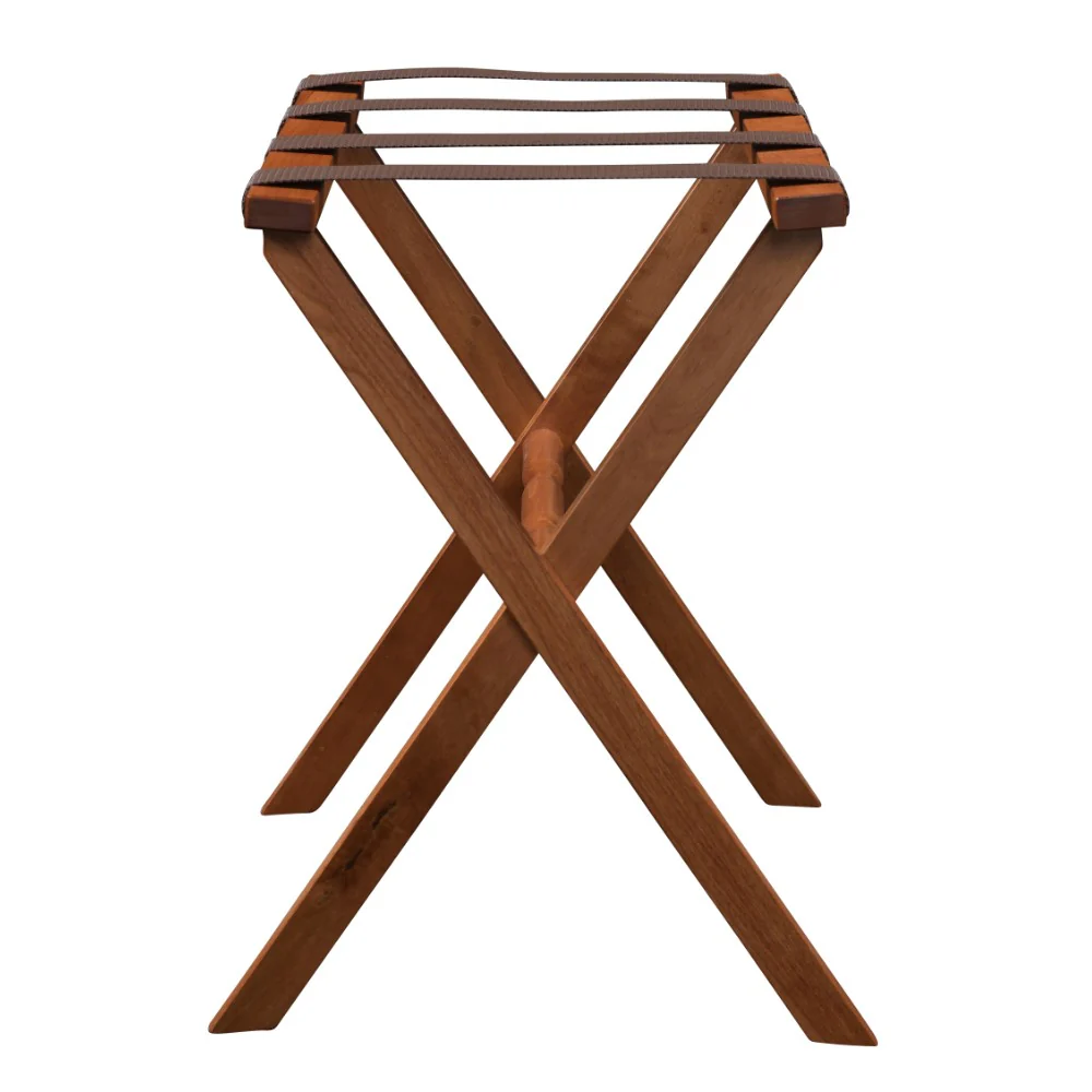 Hotel Light Walnut Folding Luggage Rack With 4 Straps By Homeroots - Image 3
