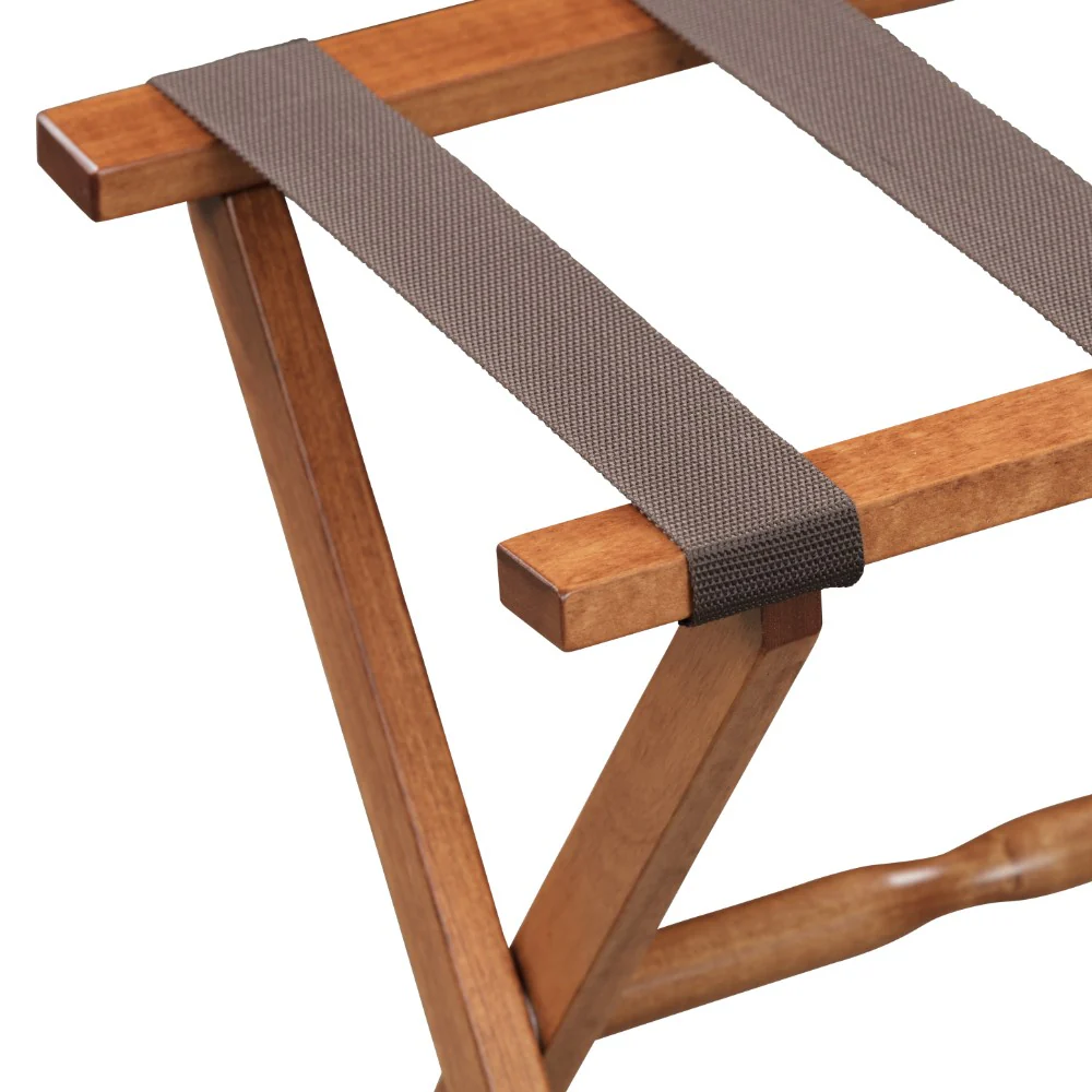 Hotel Light Walnut Folding Luggage Rack With 4 Straps By Homeroots - Image 5