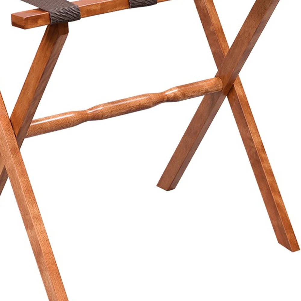 Hotel Light Walnut Folding Luggage Rack With 4 Straps By Homeroots - Image 6