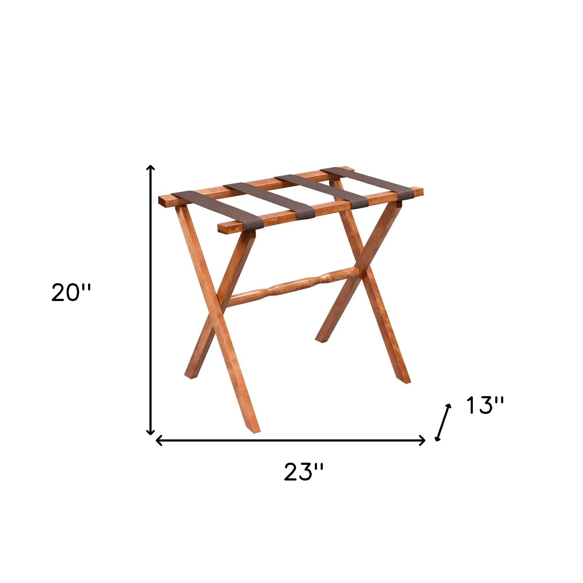 Hotel Light Walnut Folding Luggage Rack With 4 Straps By Homeroots - Image 8