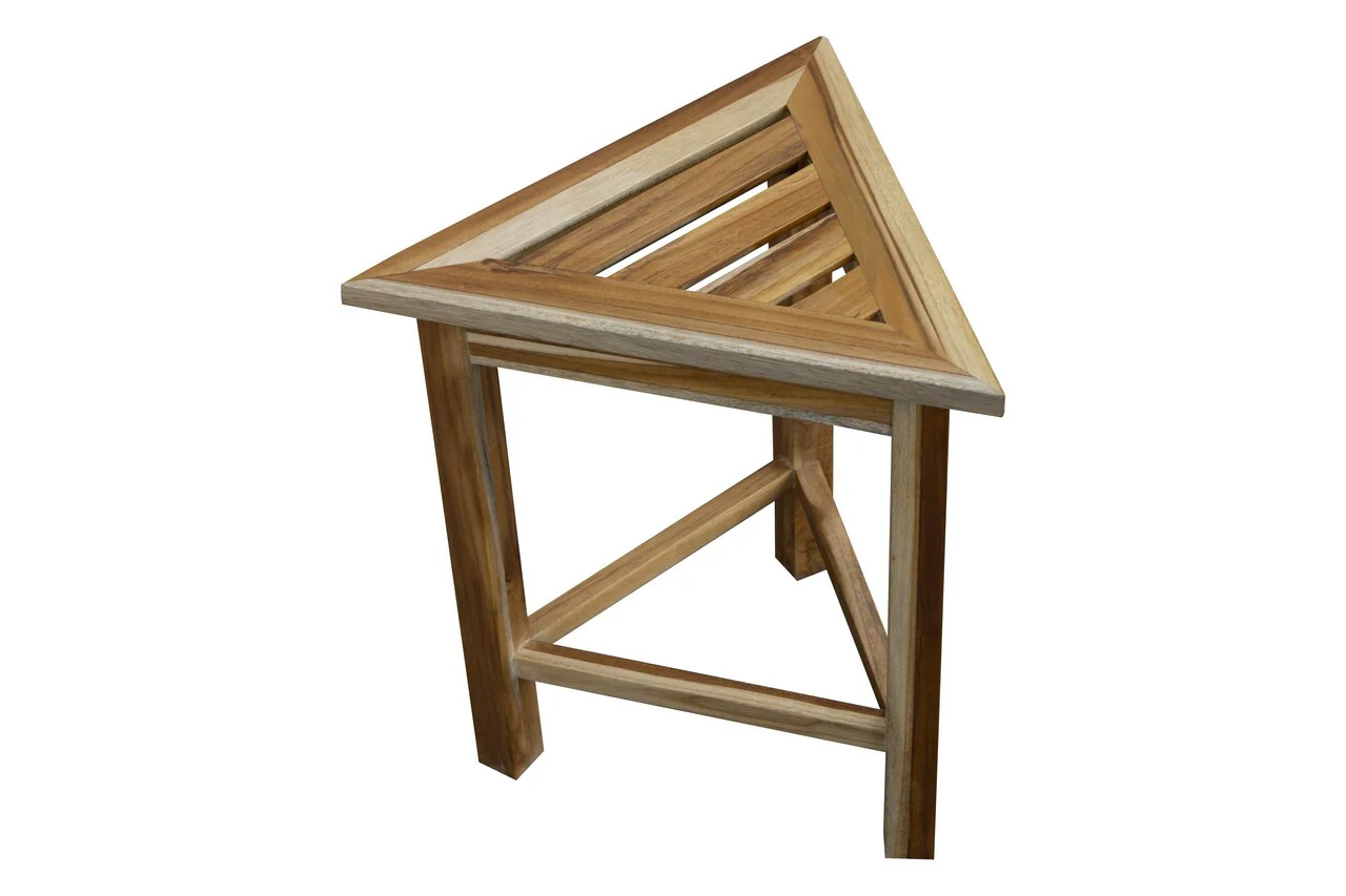 Hotel Natural Teak 18" Triangle Corner Shower Bench Or Shelf By Homeroots - Image 4