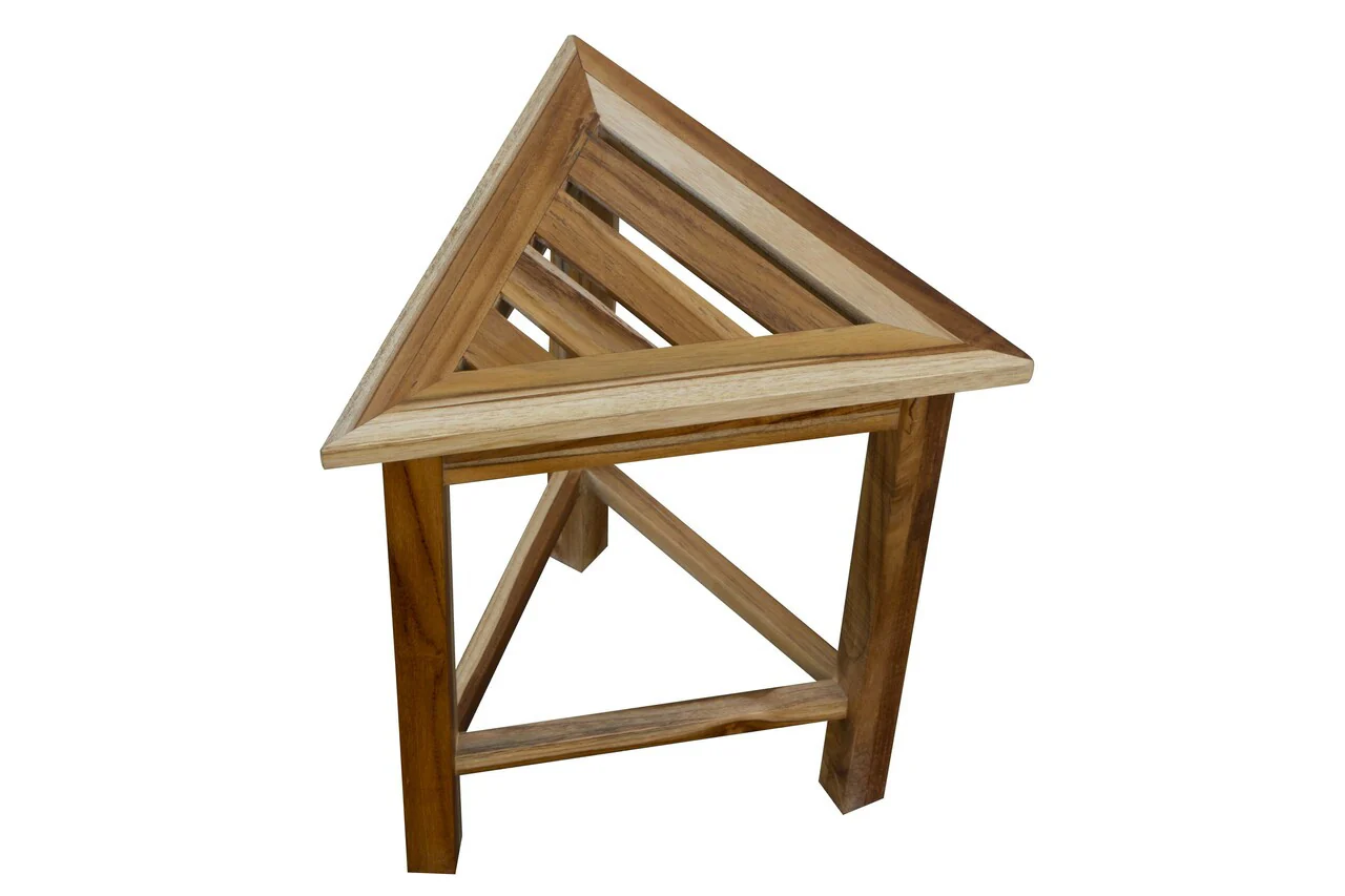 Hotel Natural Teak 18" Triangle Corner Shower Bench Or Shelf By Homeroots - Image 7