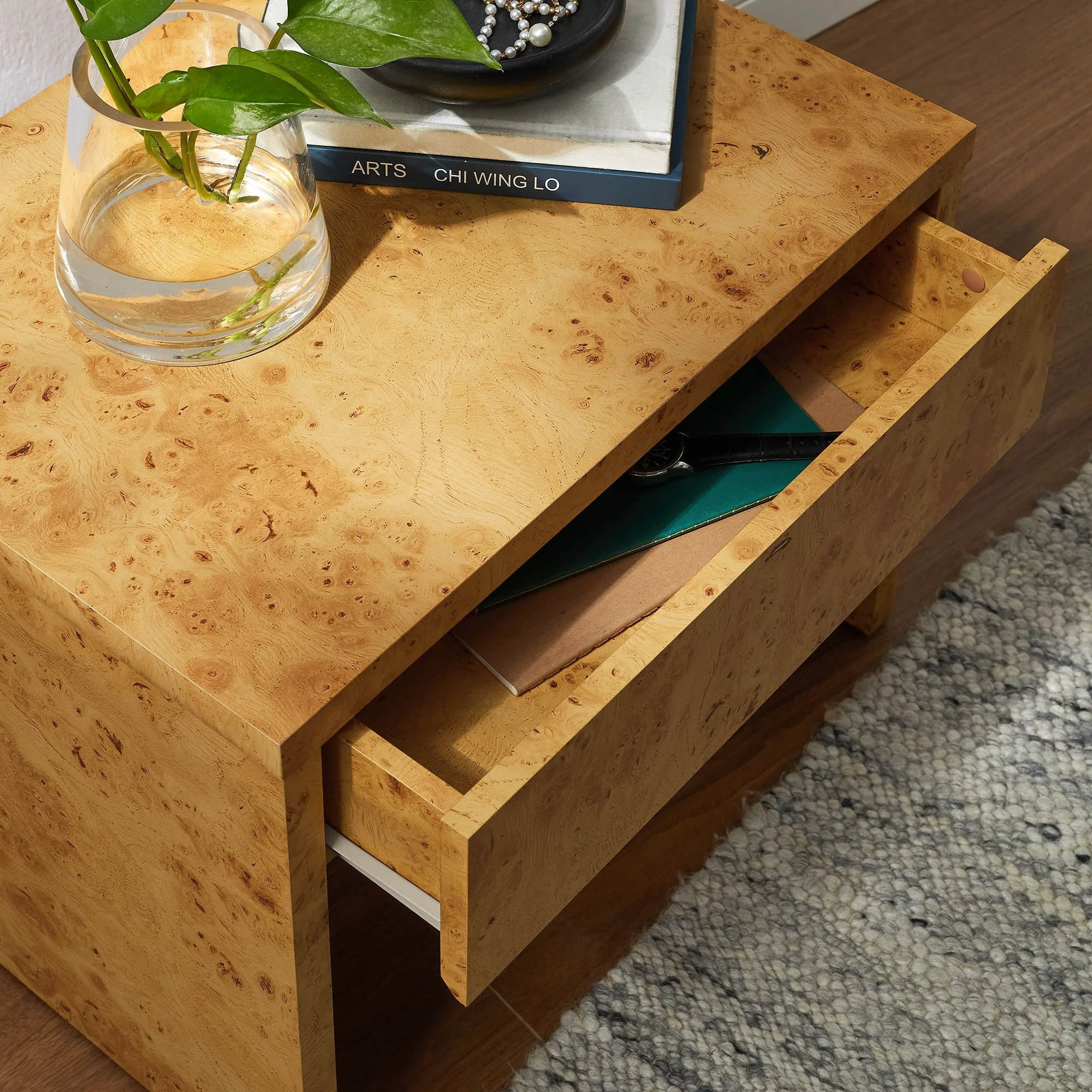 Hudson 1-Drawer Burl Wood Nightstand by Modway - Image 6