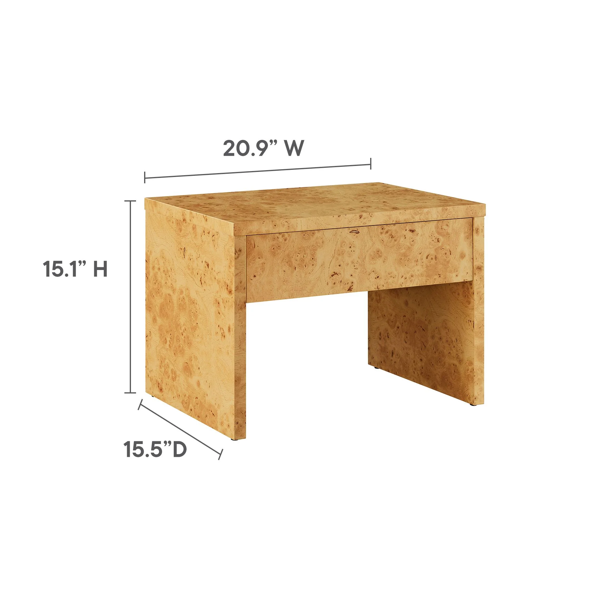 Hudson 1-Drawer Burl Wood Nightstand by Modway - Image 9