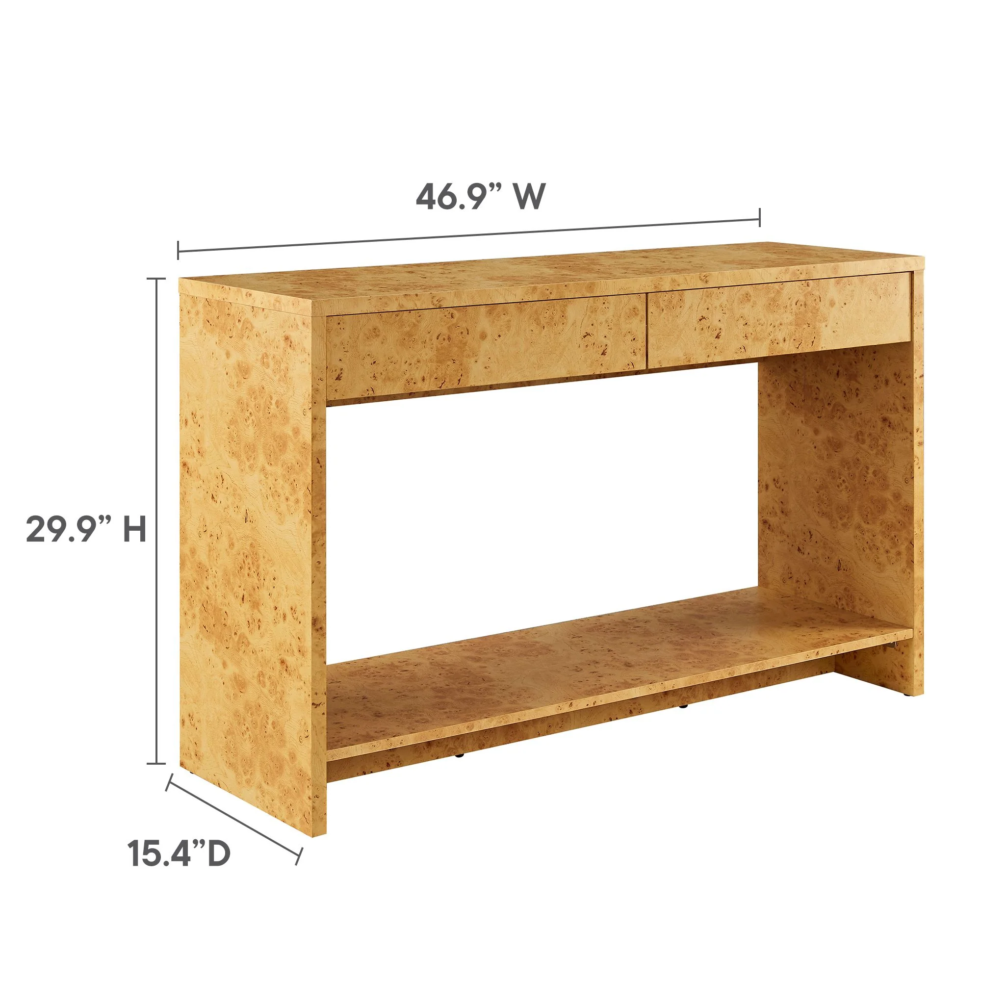 Hudson 2-Drawer Burl Wood Console Table by Modway - Image 9