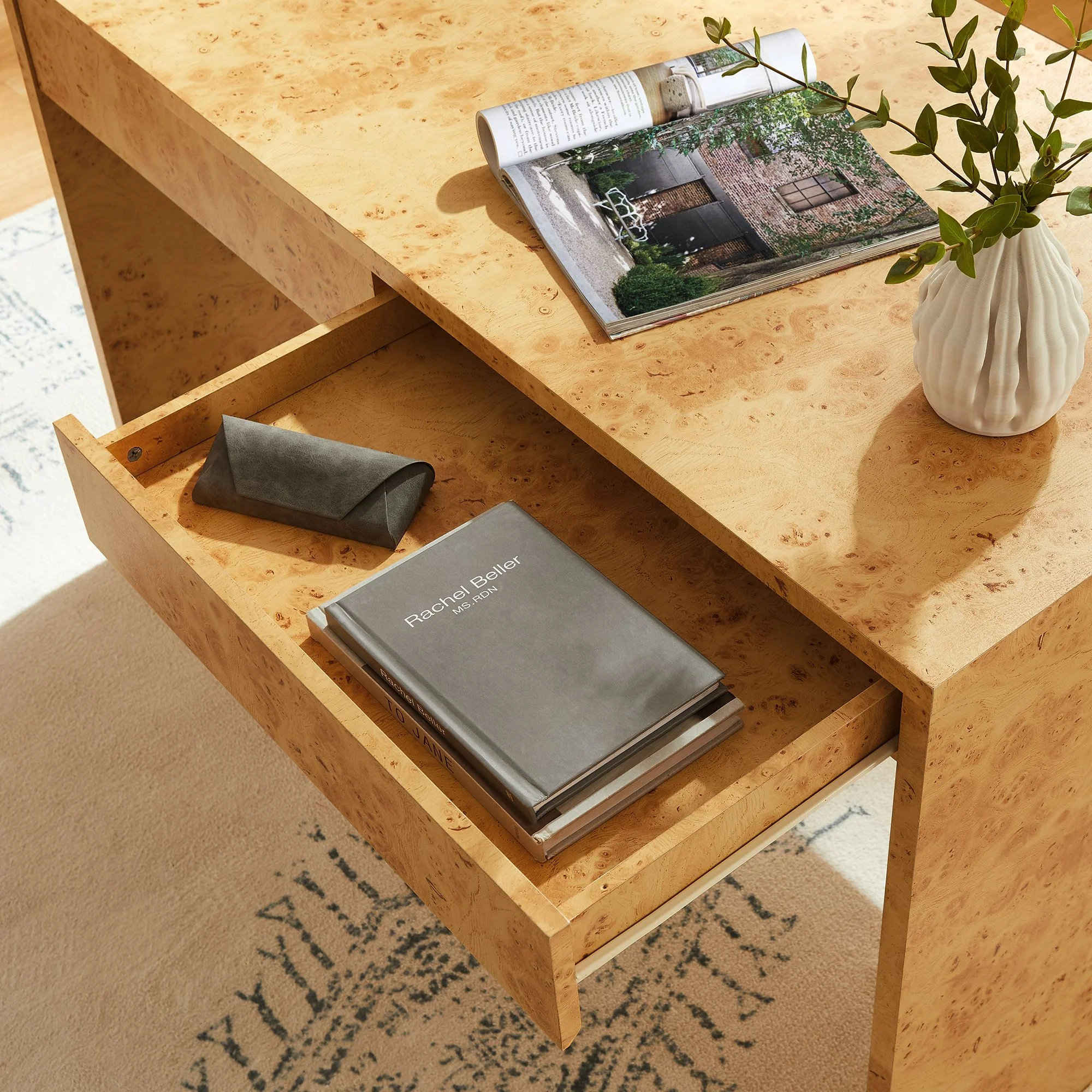 Hudson 2-Drawer Burl Wood Desk by Modway - Image 6