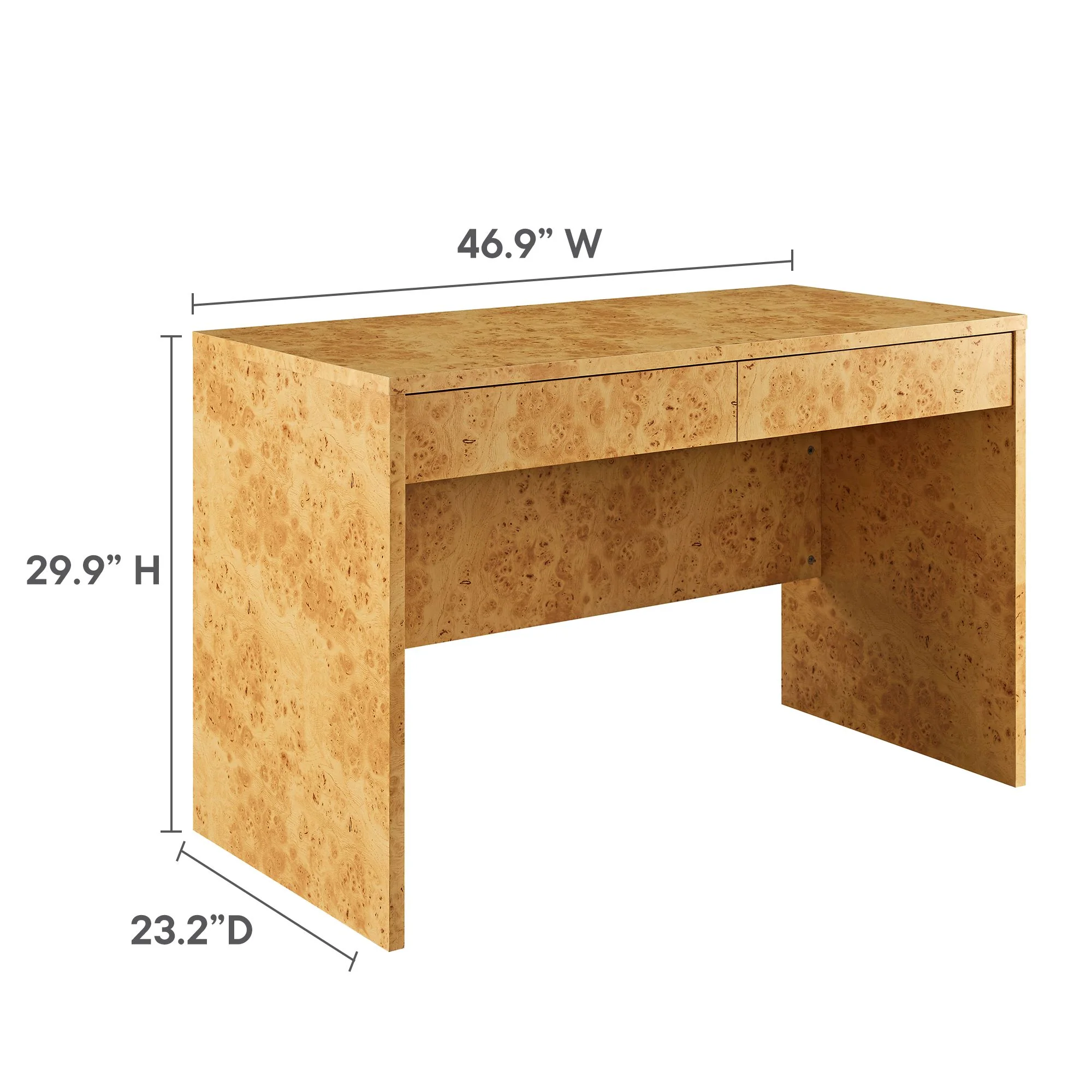 Hudson 2-Drawer Burl Wood Desk by Modway - Image 9