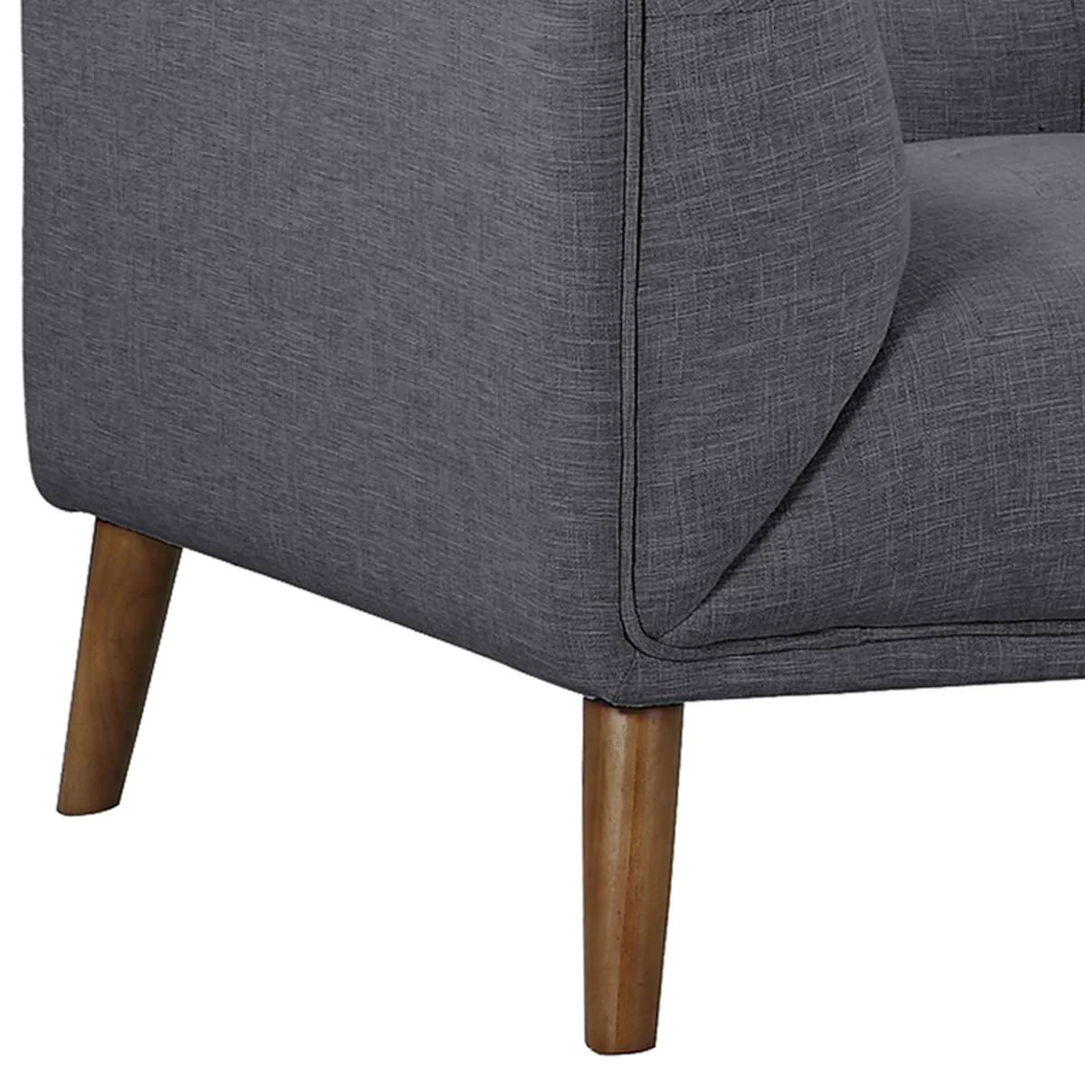 Hudson Mid-Century Button-Tufted Chair in Beige Linen and Walnut Legs By Armen Living - Image 10