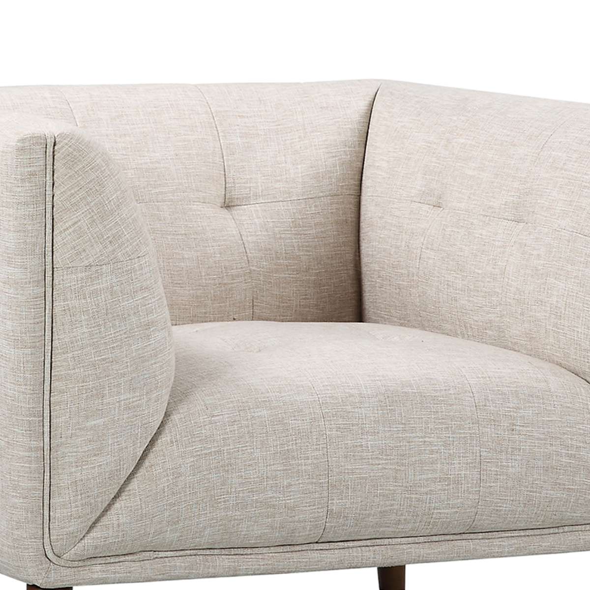 Hudson Mid-Century Button-Tufted Chair in Beige Linen and Walnut Legs By Armen Living - Image 4