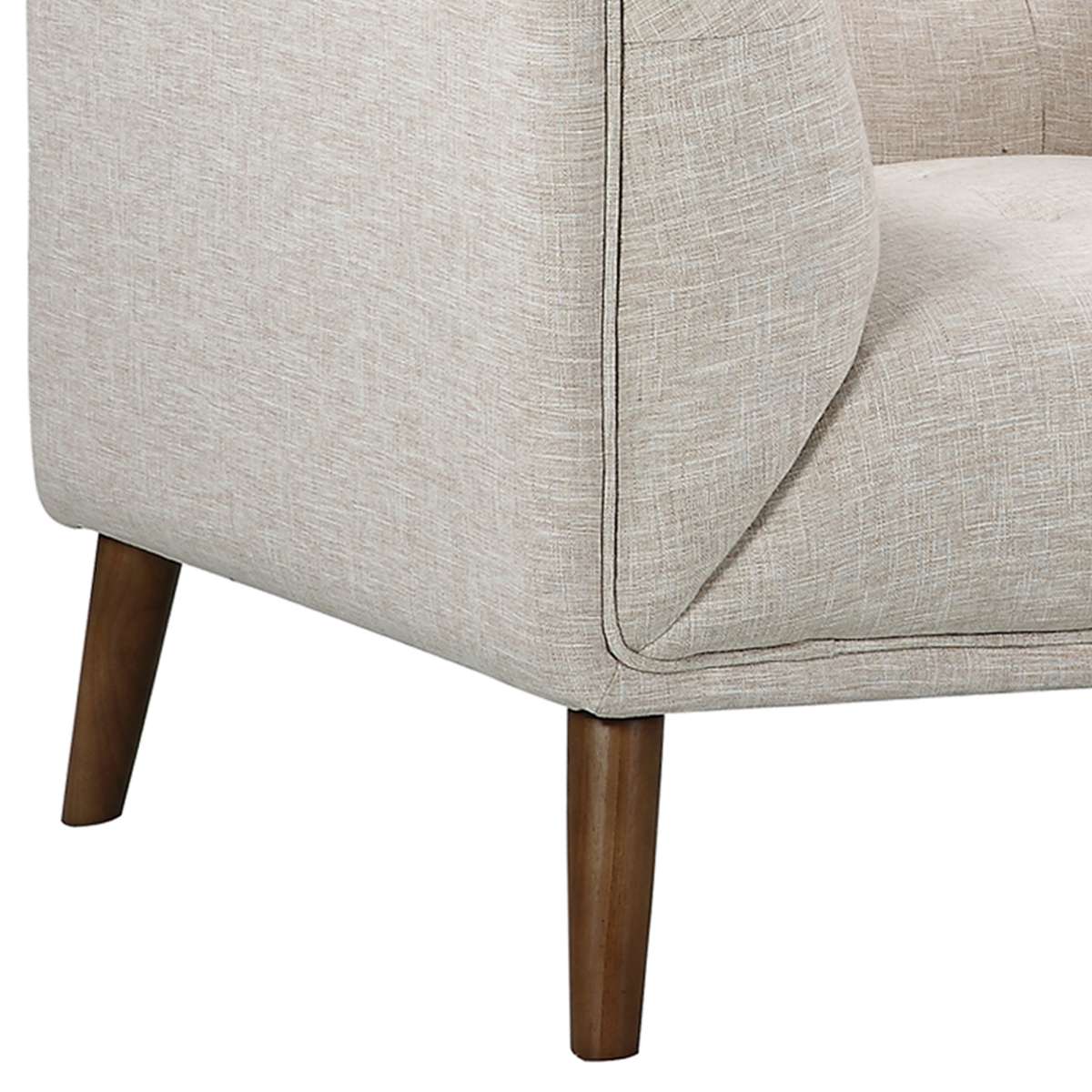 Hudson Mid-Century Button-Tufted Chair in Beige Linen and Walnut Legs By Armen Living - Image 5