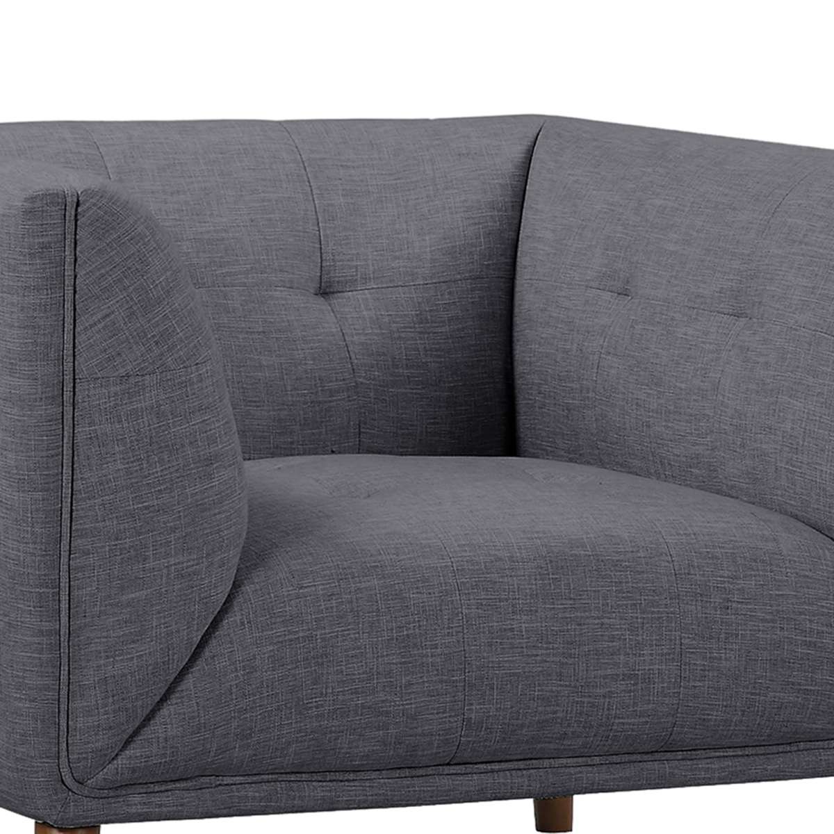 Hudson Mid-Century Button-Tufted Chair in Beige Linen and Walnut Legs By Armen Living - Image 9