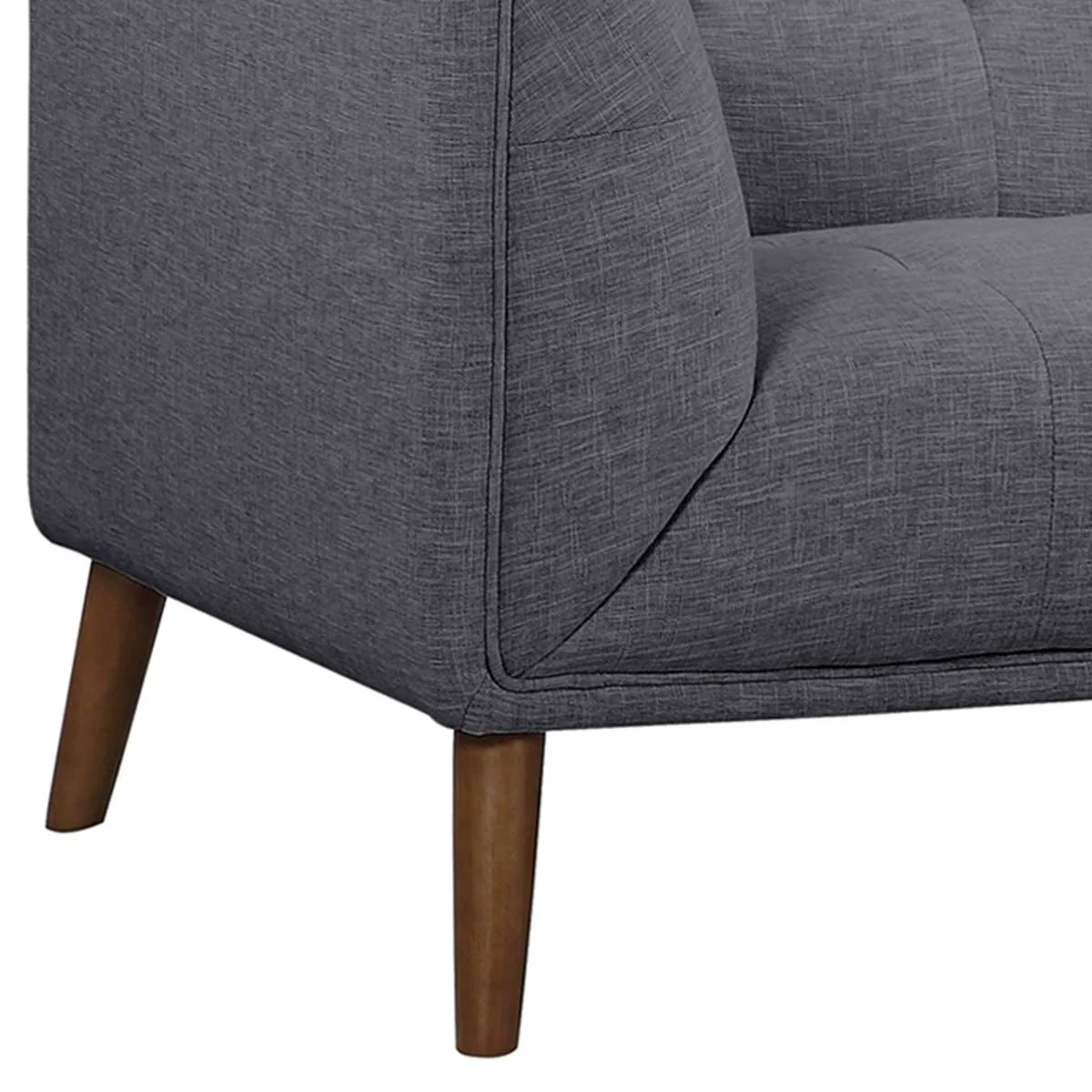 Hudson Mid-Century Button-Tufted Loveseat in Beige Linen and Walnut Legs By Armen Living - Image 10