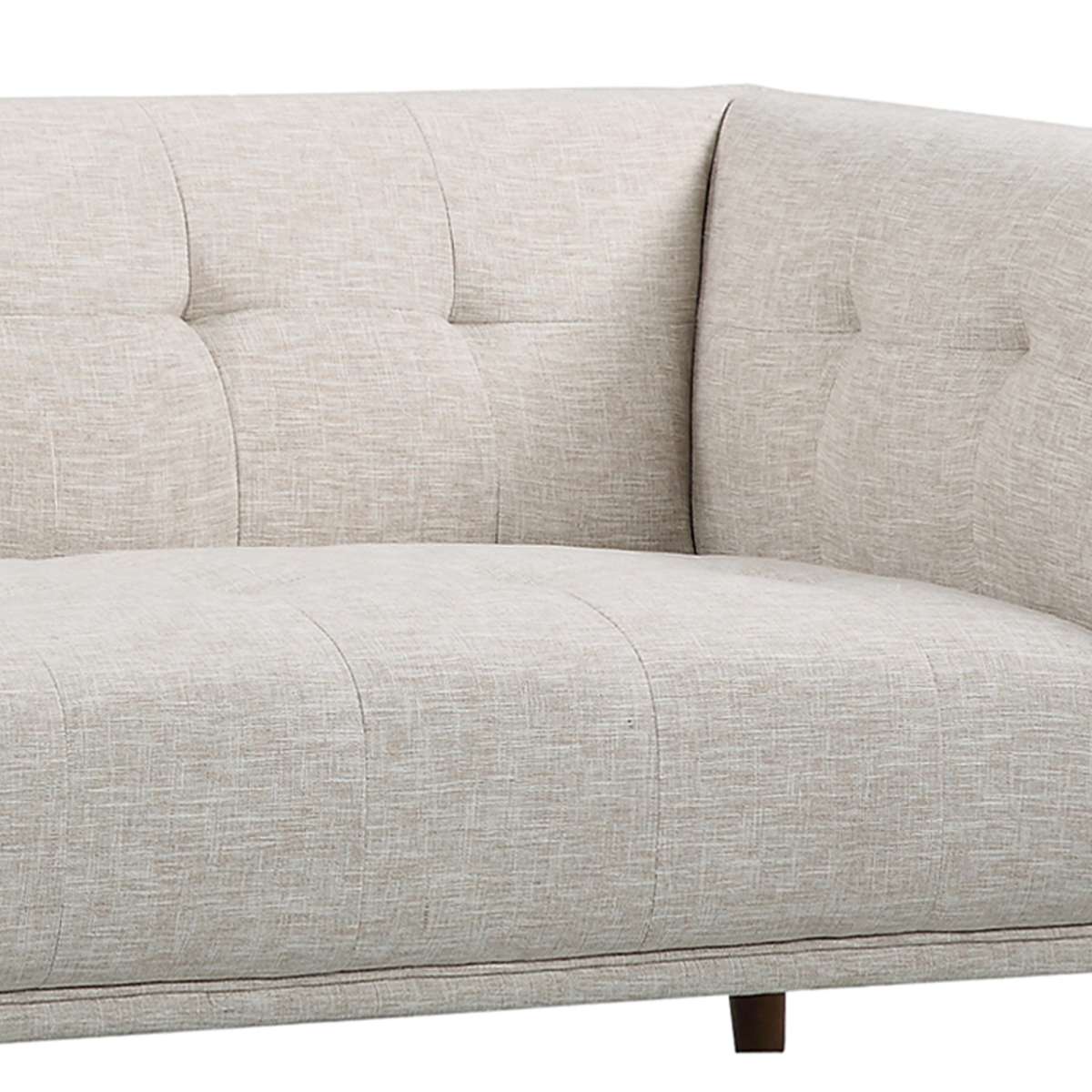 Hudson Mid-Century Button-Tufted Loveseat in Beige Linen and Walnut Legs By Armen Living - Image 4