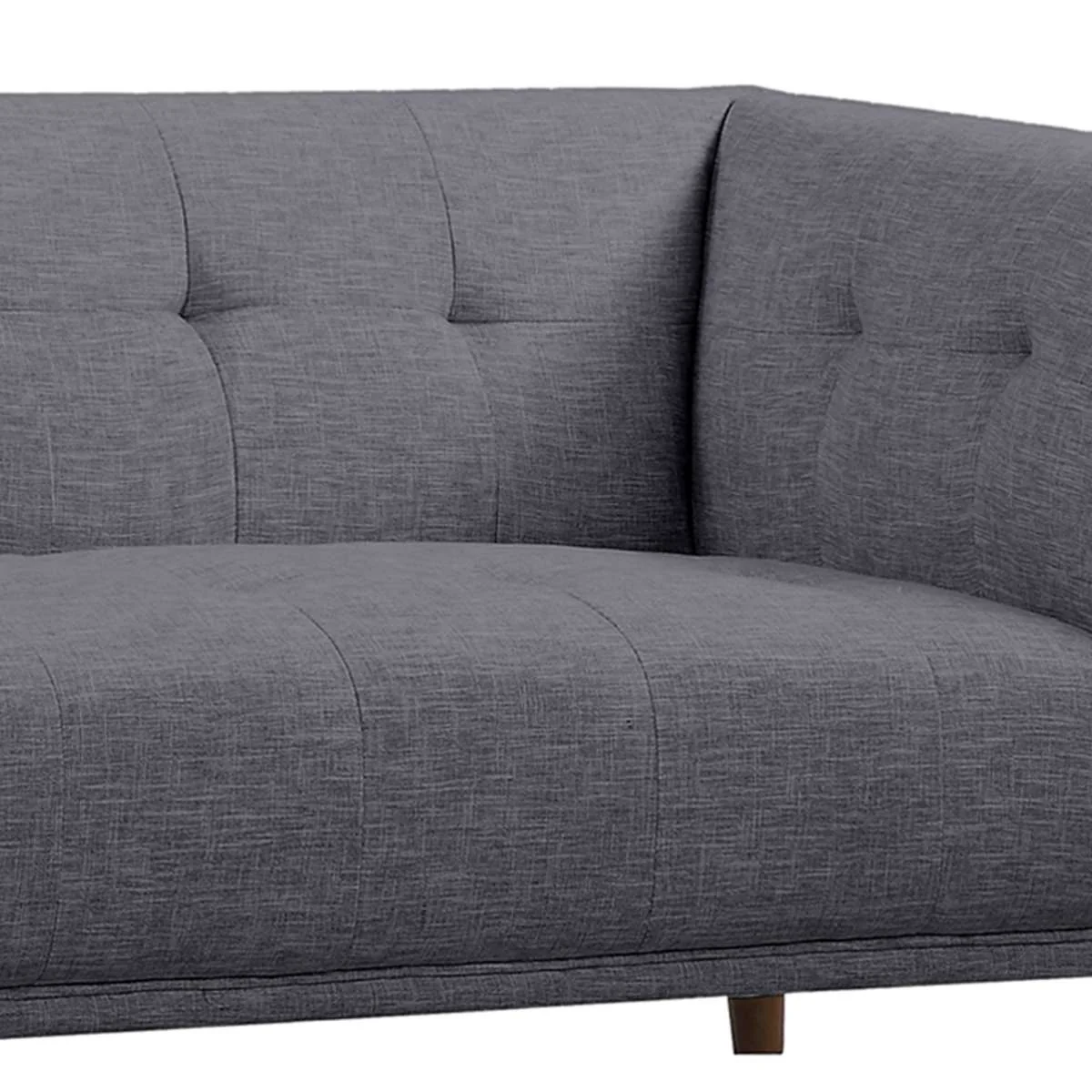 Hudson Mid-Century Button-Tufted Loveseat in Beige Linen and Walnut Legs By Armen Living - Image 9