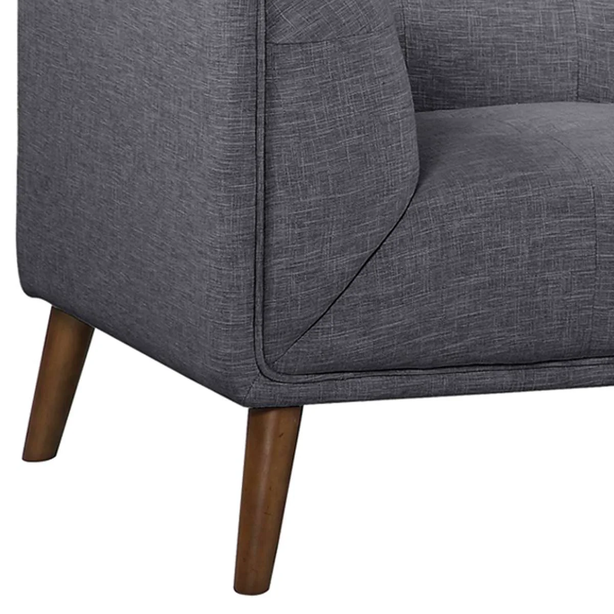 Hudson Mid-Century Button-Tufted Sofa in Beige Linen and Walnut Legs By Armen Living - Image 11