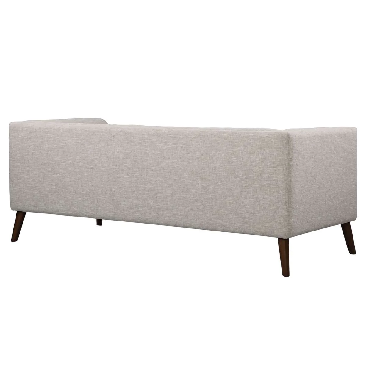 Hudson Mid-Century Button-Tufted Sofa in Beige Linen and Walnut Legs By Armen Living - Image 4