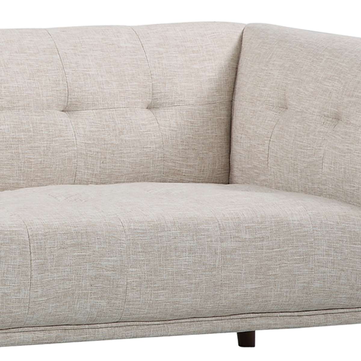 Hudson Mid-Century Button-Tufted Sofa in Beige Linen and Walnut Legs By Armen Living - Image 5